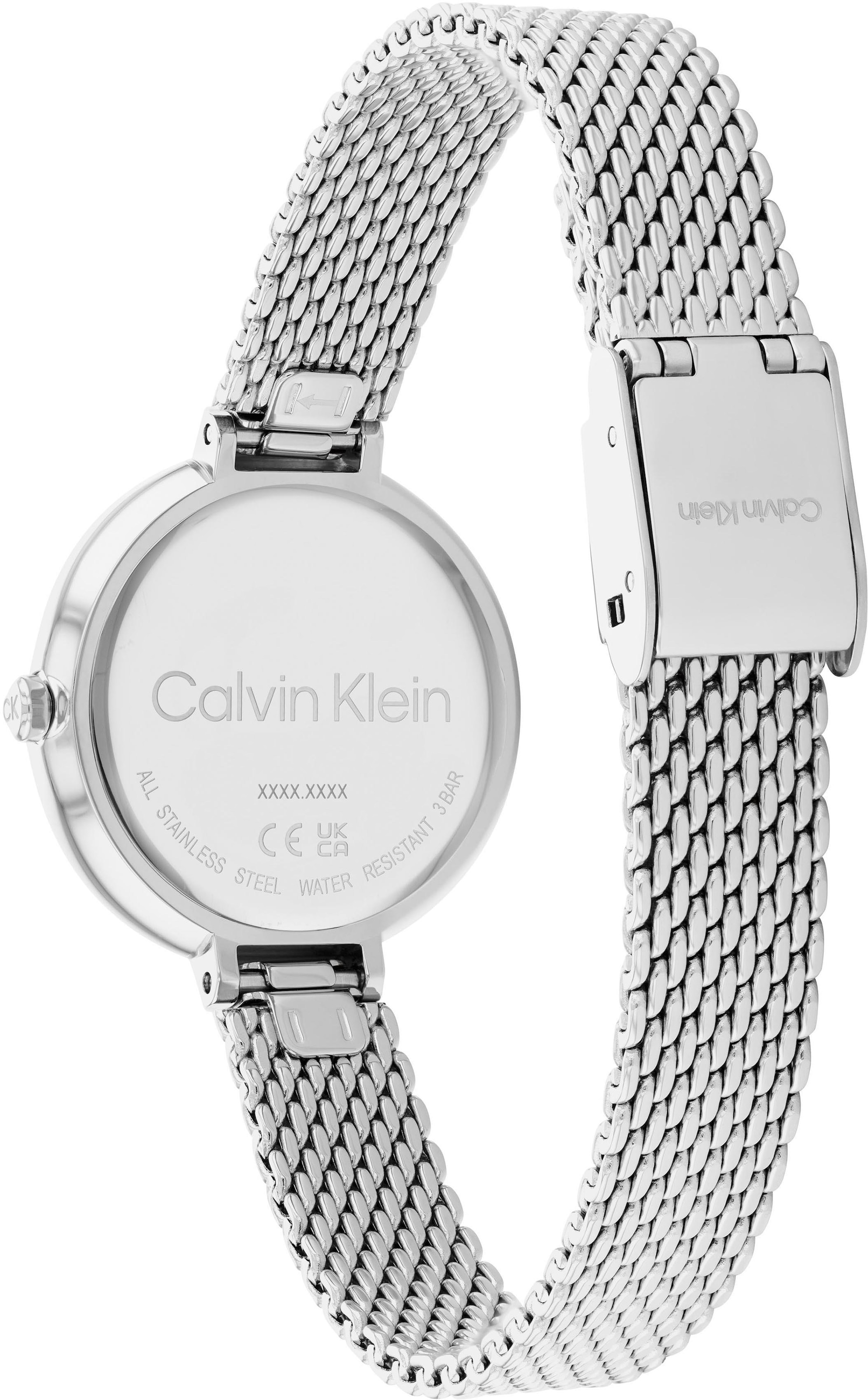 Calvin Klein Quarzuhr »Minimalistic T Bar Mesh 28 mm, 25200082«, Armbanduhr, Damenuhr, Mineralglas, Edelstahlarmband