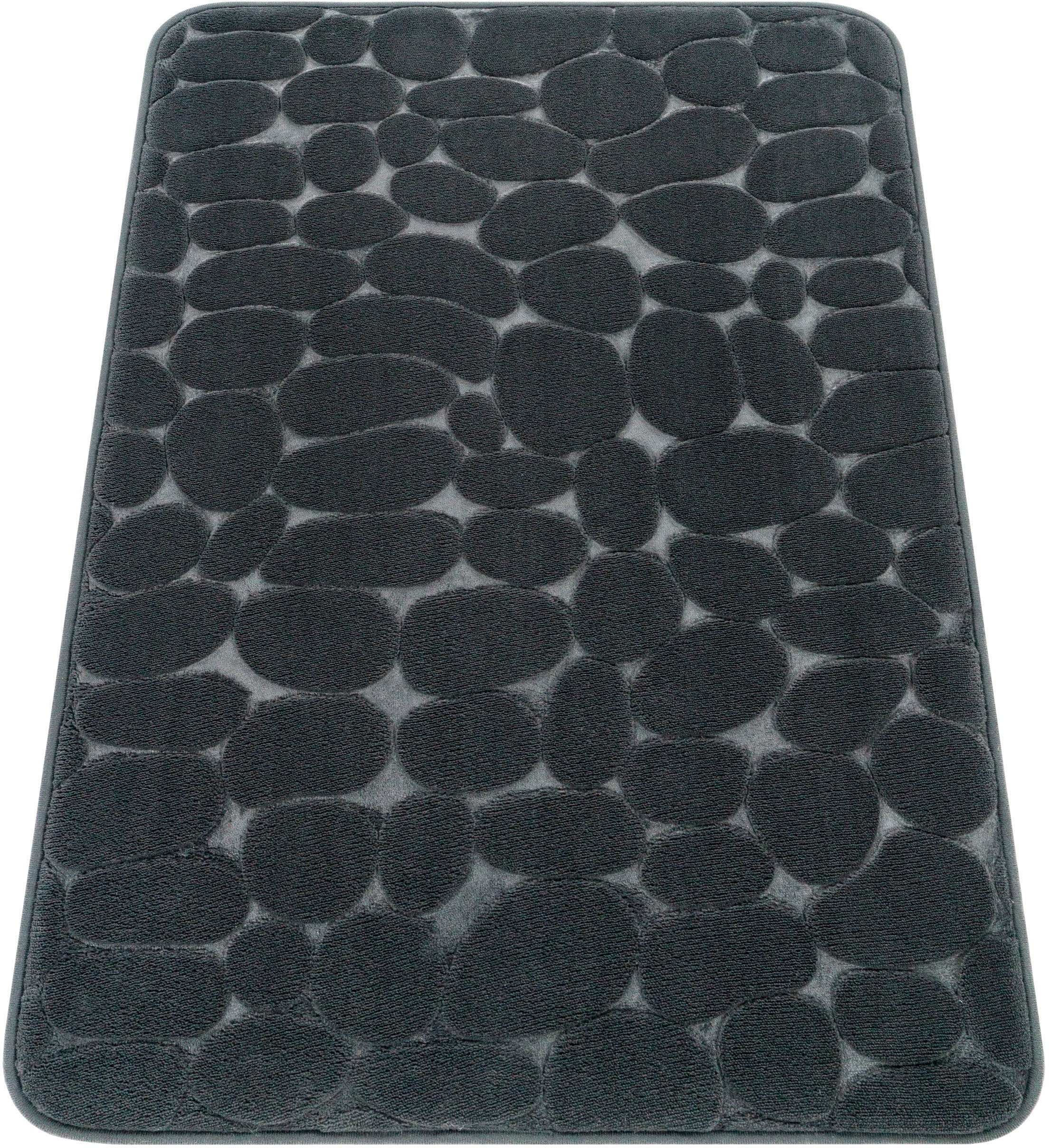 Paco Home Badematte »Corby 256«, Höhe 13 mm, fussbodenheizungsgeeignet, Badteppich, Uni Farben, Motiv Steine, Hoch-Tief Effekt