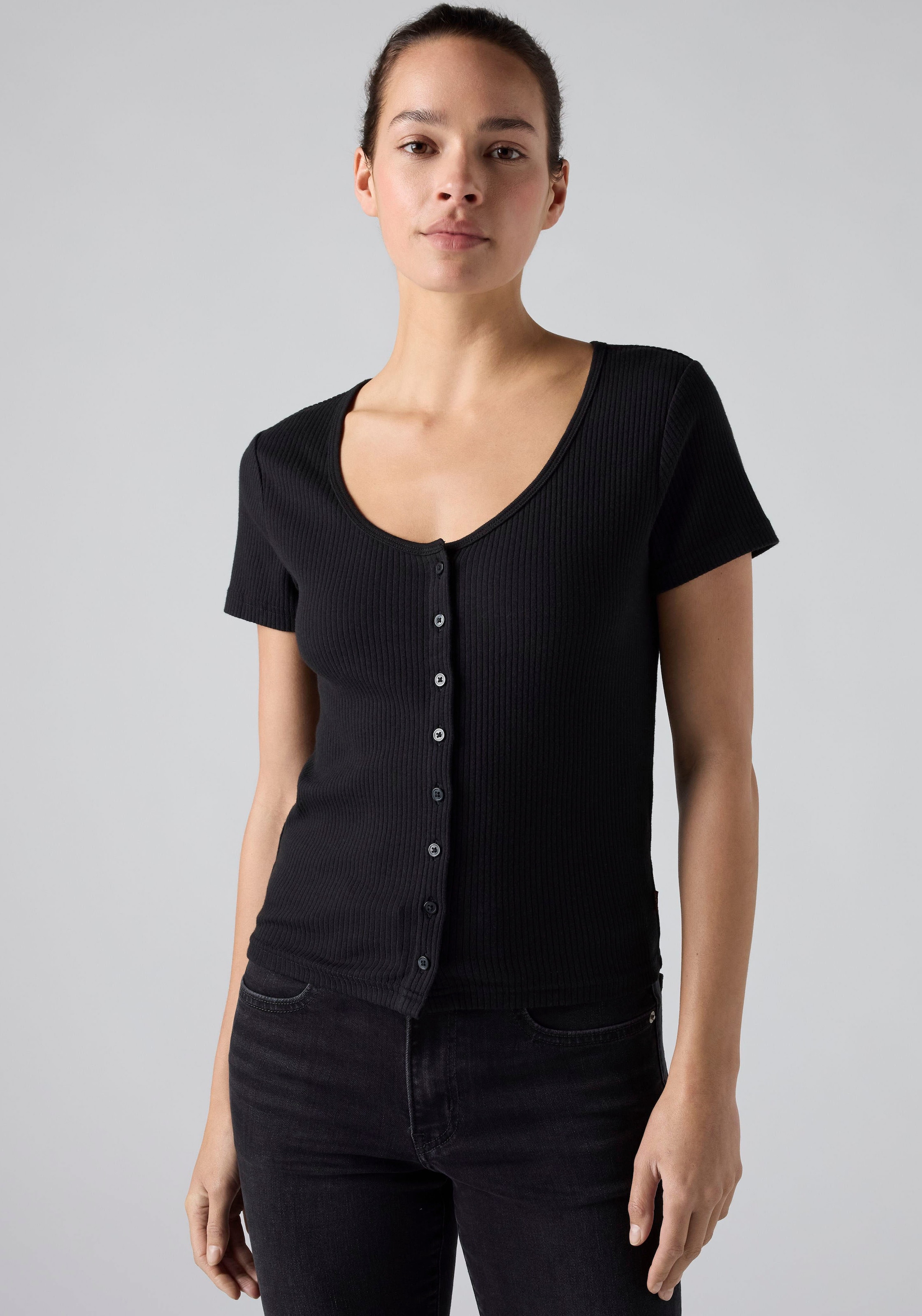 Levis T-Shirt "AUSTEN BUTTON THROUGH SS" Feinripp