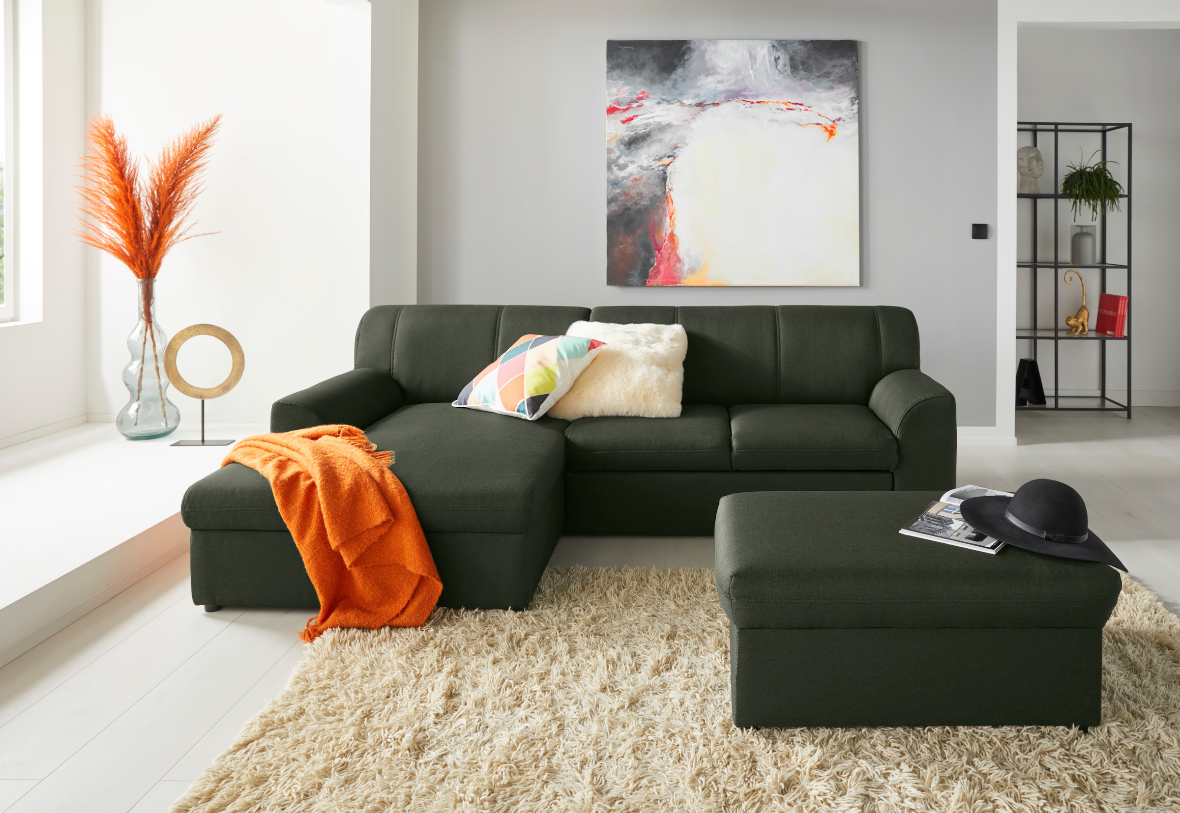 DOMO collection Ecksofa »Topper, elegant und zeitlos, kompaktes Stellmass 245/155cm, L-Form«, mit Recamiere, wahlweise mit Schlaffunktion