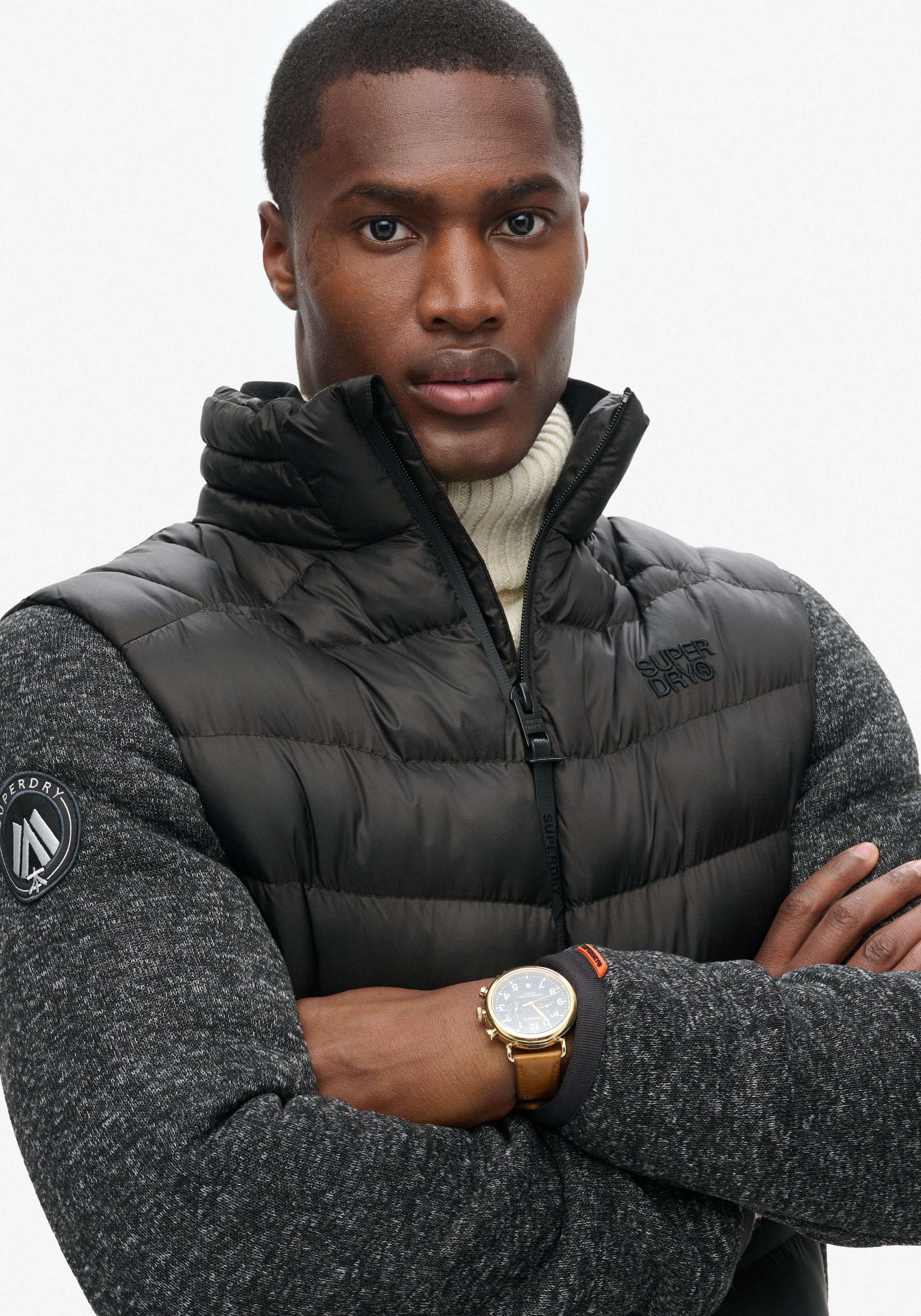 Superdry Steppjacke »STORM KNIT HYBRID PADDED JKT«, mit Kapuze