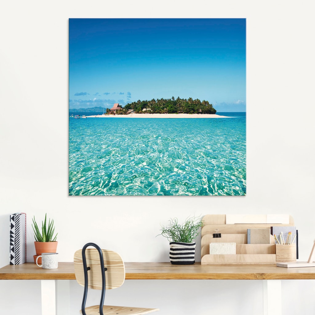Artland Glasbild »Verblüffende Fiji Insel und klares Meer«, Gewässer, (1 St.)