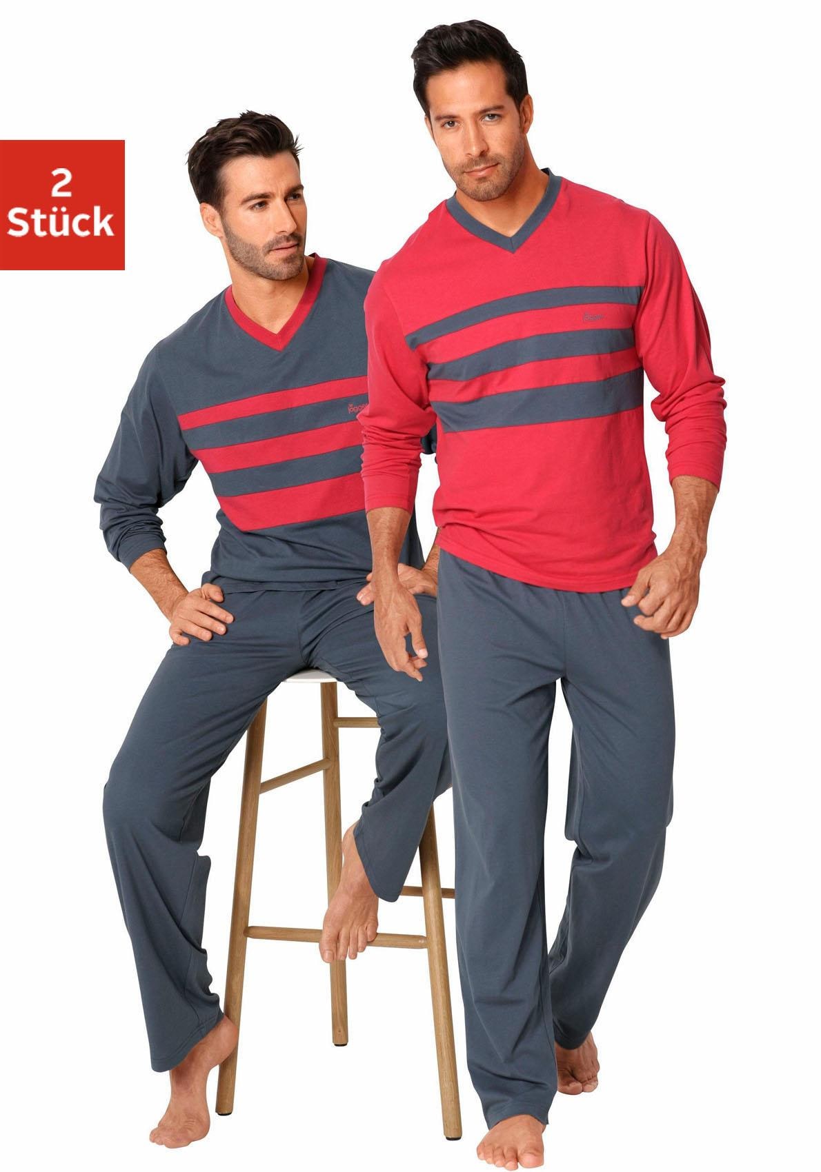 le jogger® Pyjama, mit 4 kontrastfarbigen | tlg., (Packung, online Einsätzen Stück), 2 kaufen Jelmoli-Versand vorn