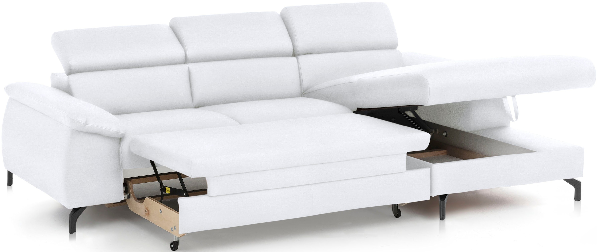COTTA Polstergarnitur »Komaris L-Form«, (Set), Set bestehend aus: Ecksofa mit Kopfteilverstellung & Hocker