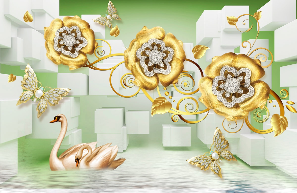 Papermoon Fototapete »Muster mit Schwänen«