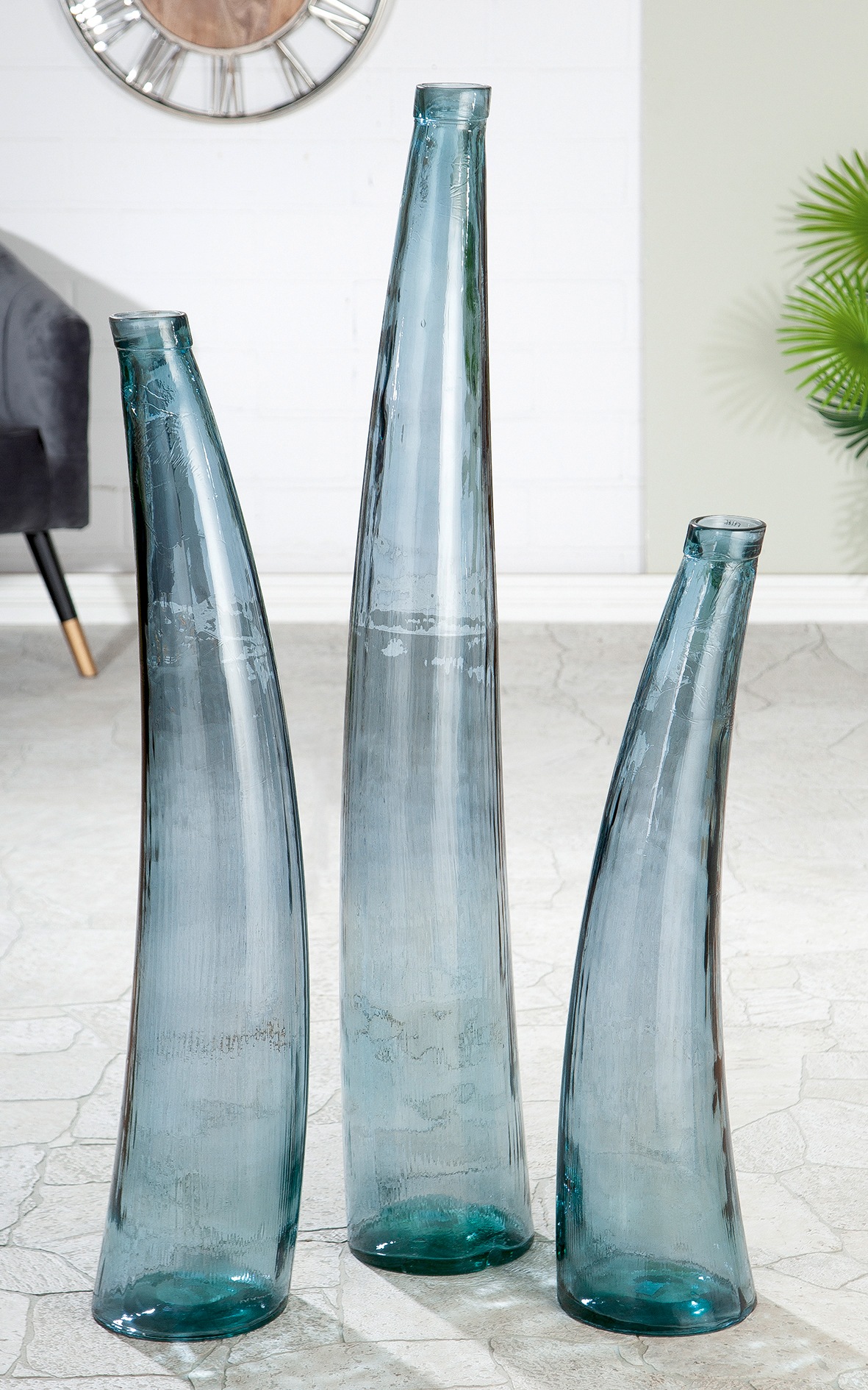 GILDE Bodenvase "Corno" aus Glas, Höhe ca. 80 cm