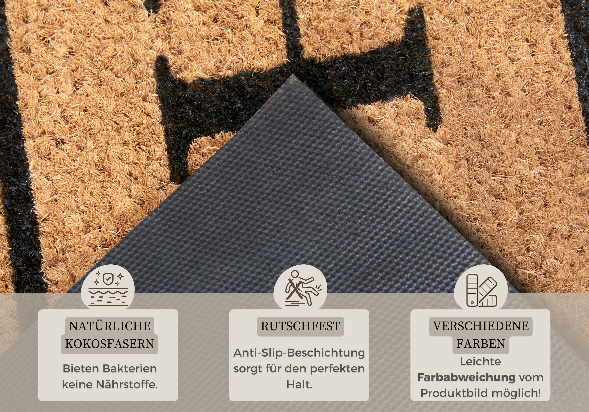 HANSE Home Fussmatte »Mix Mats Kokos Wide Home Border, Türmatte«, rechteckig, 15 mm Höhe, Kokos, Schmutzfangmatte, Outdoor, Rutschfest, Innen, Kokosmatte, Flur