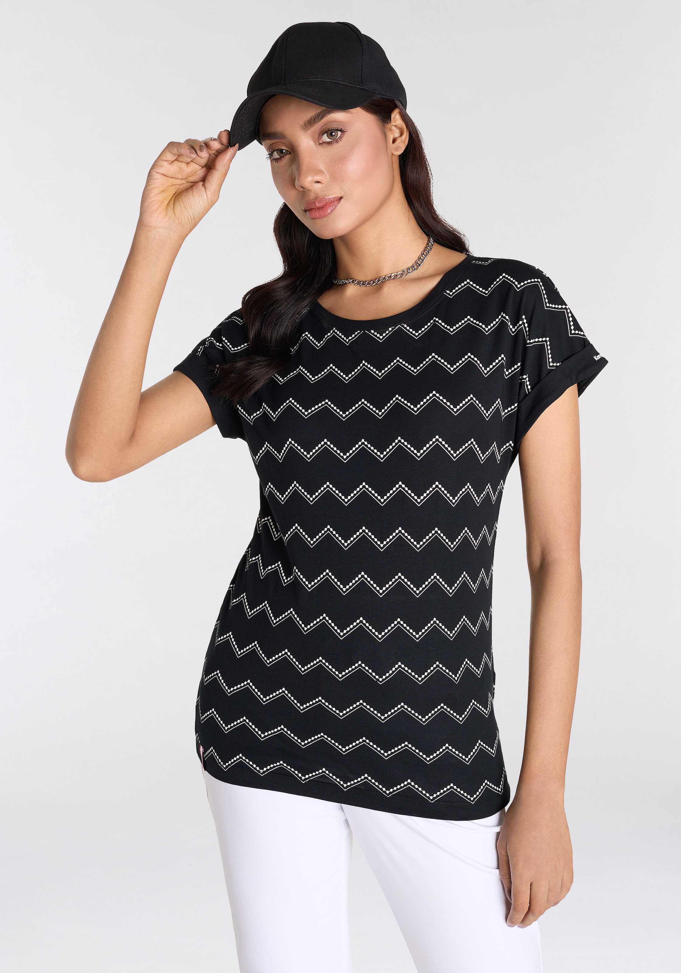 KangaROOS Kurzarmshirt mit Zick-Zack-Muster