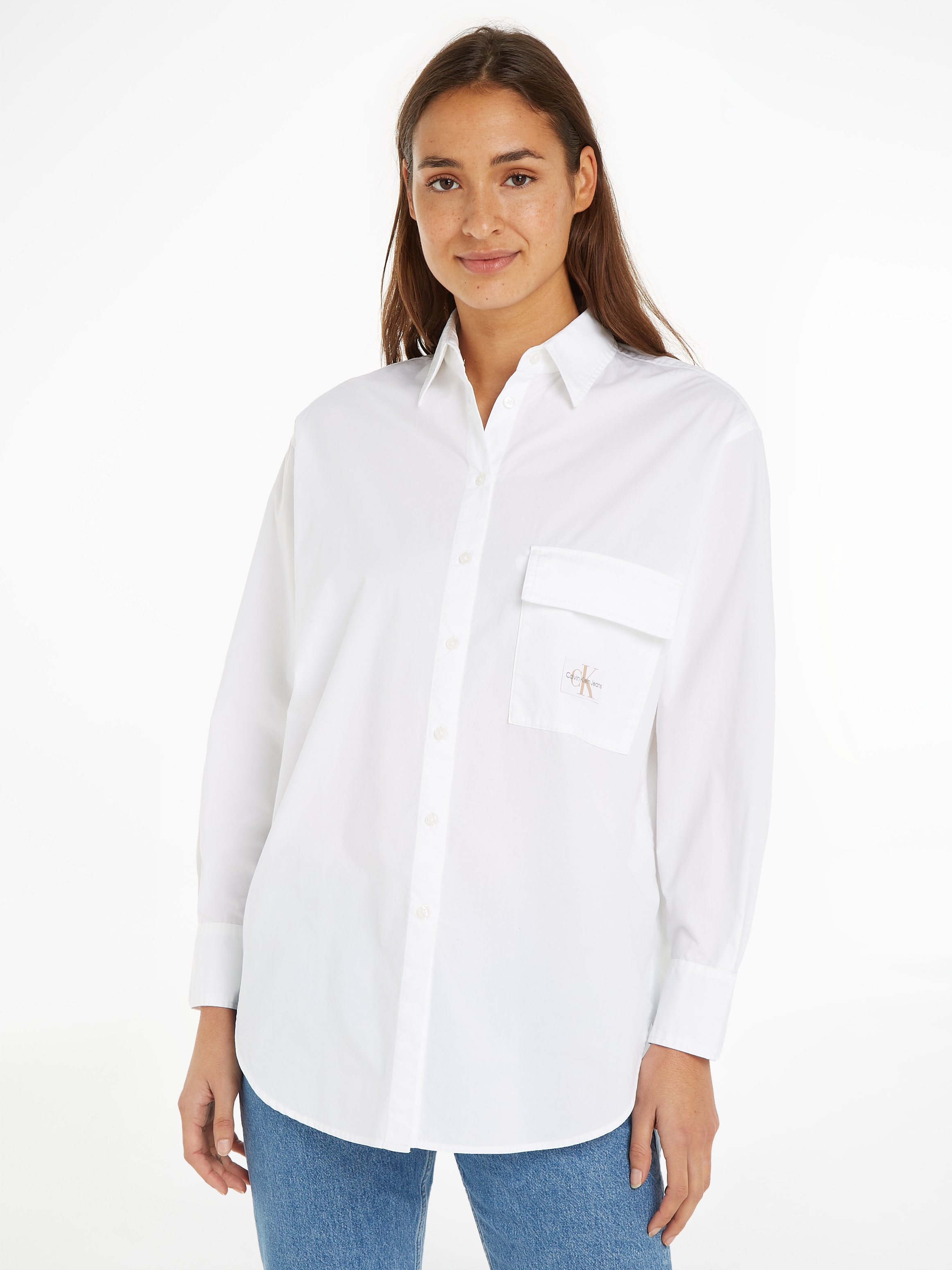 Longbluse »LONG COTTON UTILITY LS SHIRT«, mit Logopatch