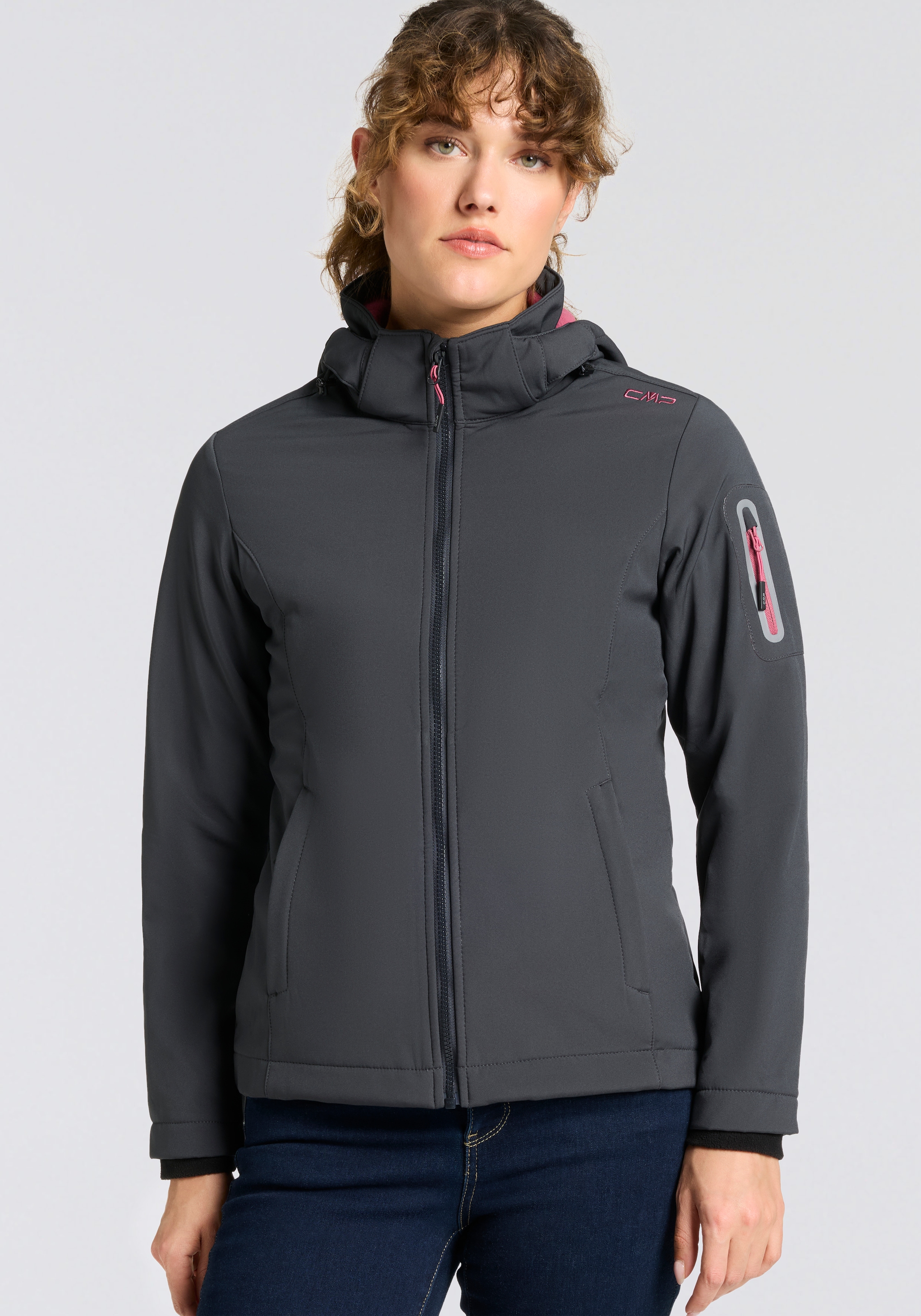 Cmp Antracite, Pe Softshelljacke "Woman Jacket Det Hood" Mit Kapuze Mit Kapuze, Wind- Und Wasserabweisend