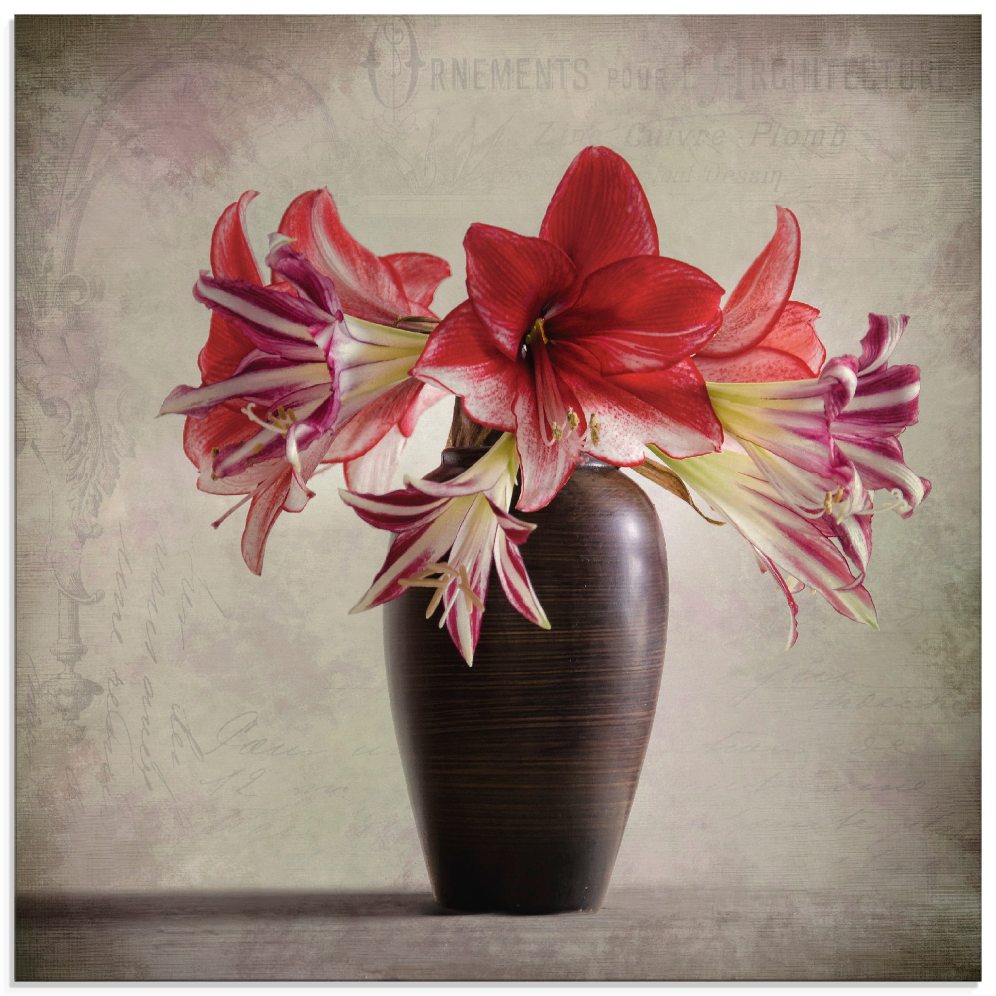 Artland Glasbild »Amaryllis Vintage verschiedenen II«, in Grössen bestellen (1 Jelmoli-Versand Blumen, | St.), online