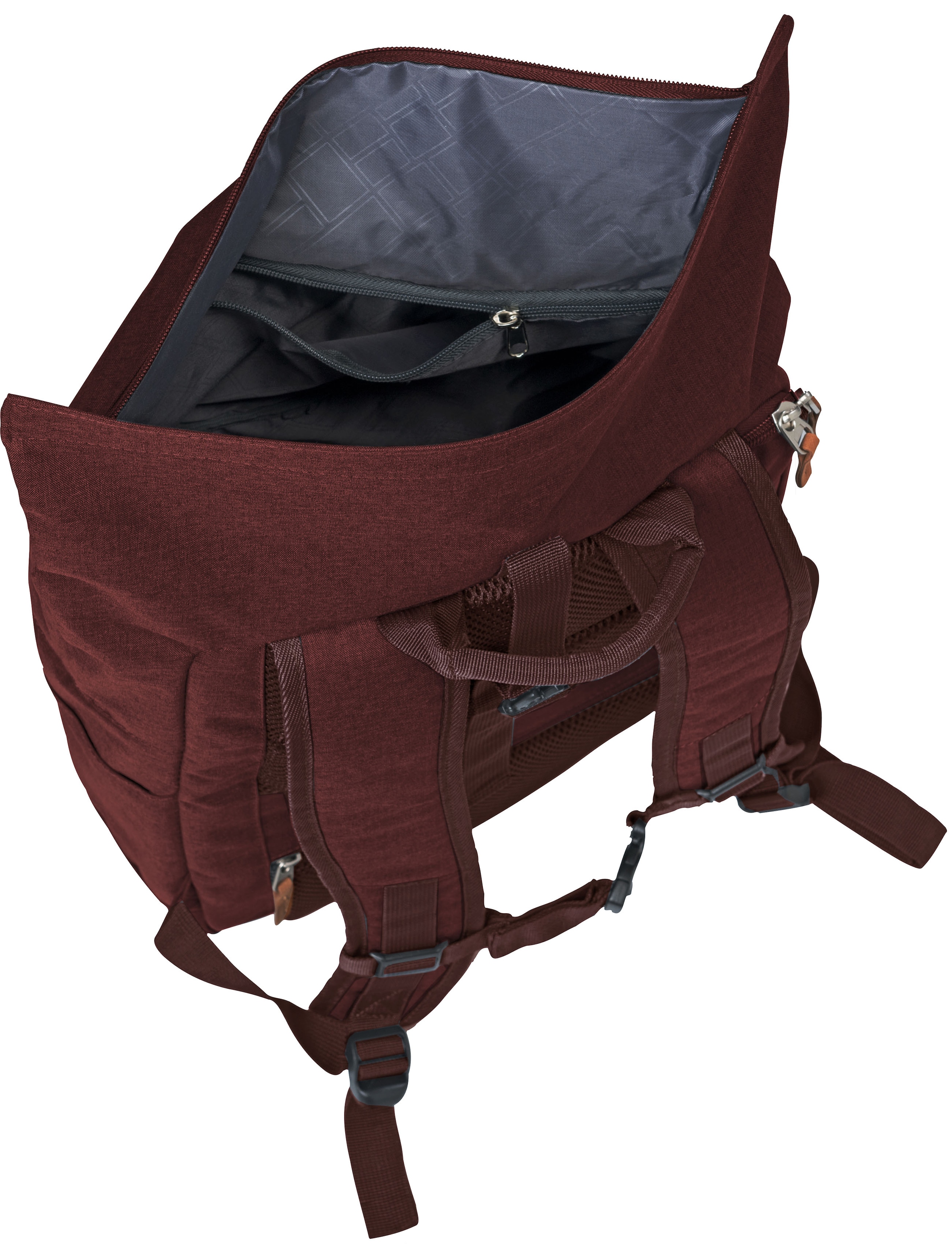 travelite Laptoprucksack »BASICS Rollup, bordeaux«, Freizeitrucksack Arbeitsrucksack Schulrucksack Reiserucksack