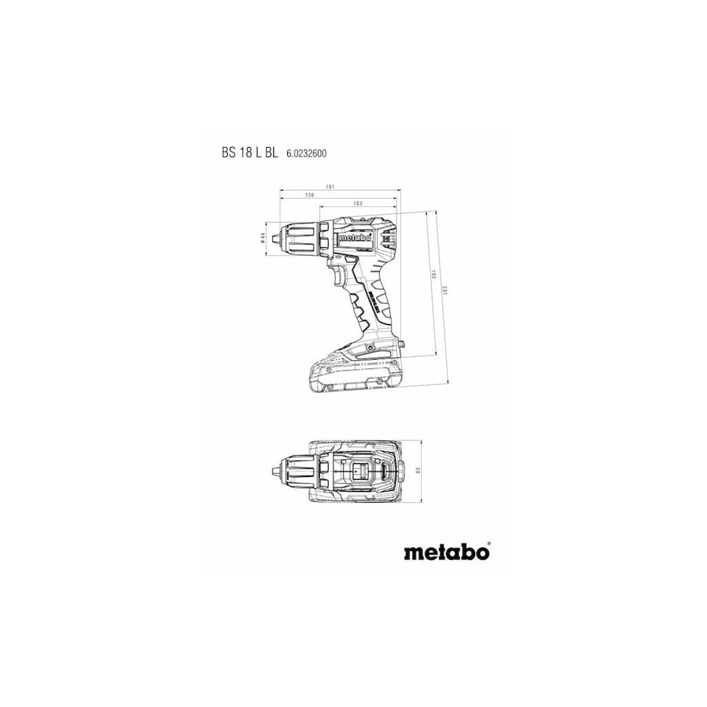 metabo Akku-Bohrschrauber »Metabo Akku-Bohrschrauber BS 18 L B«, Mit zweitem Akku/Ladegerät