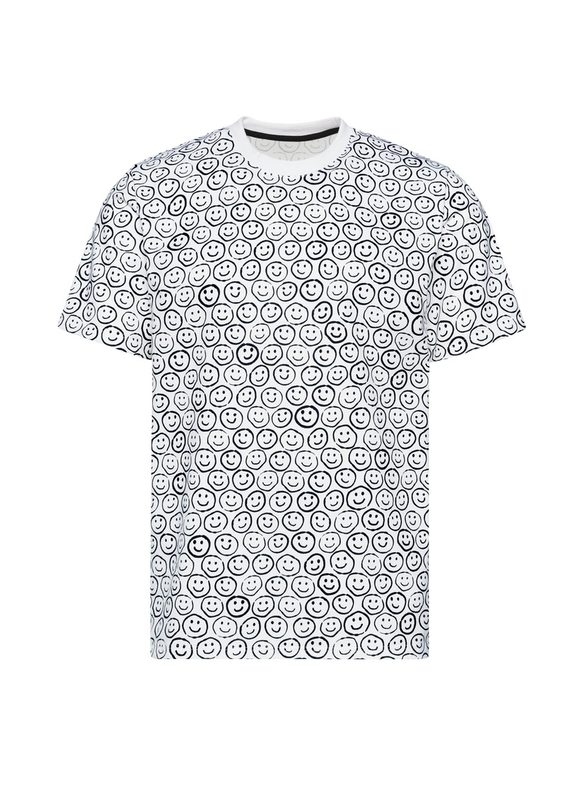 Trigema T-Shirt »TRIGEMA T-Shirt mit freundlichem Smiley-Muster«, (1 tlg.)
