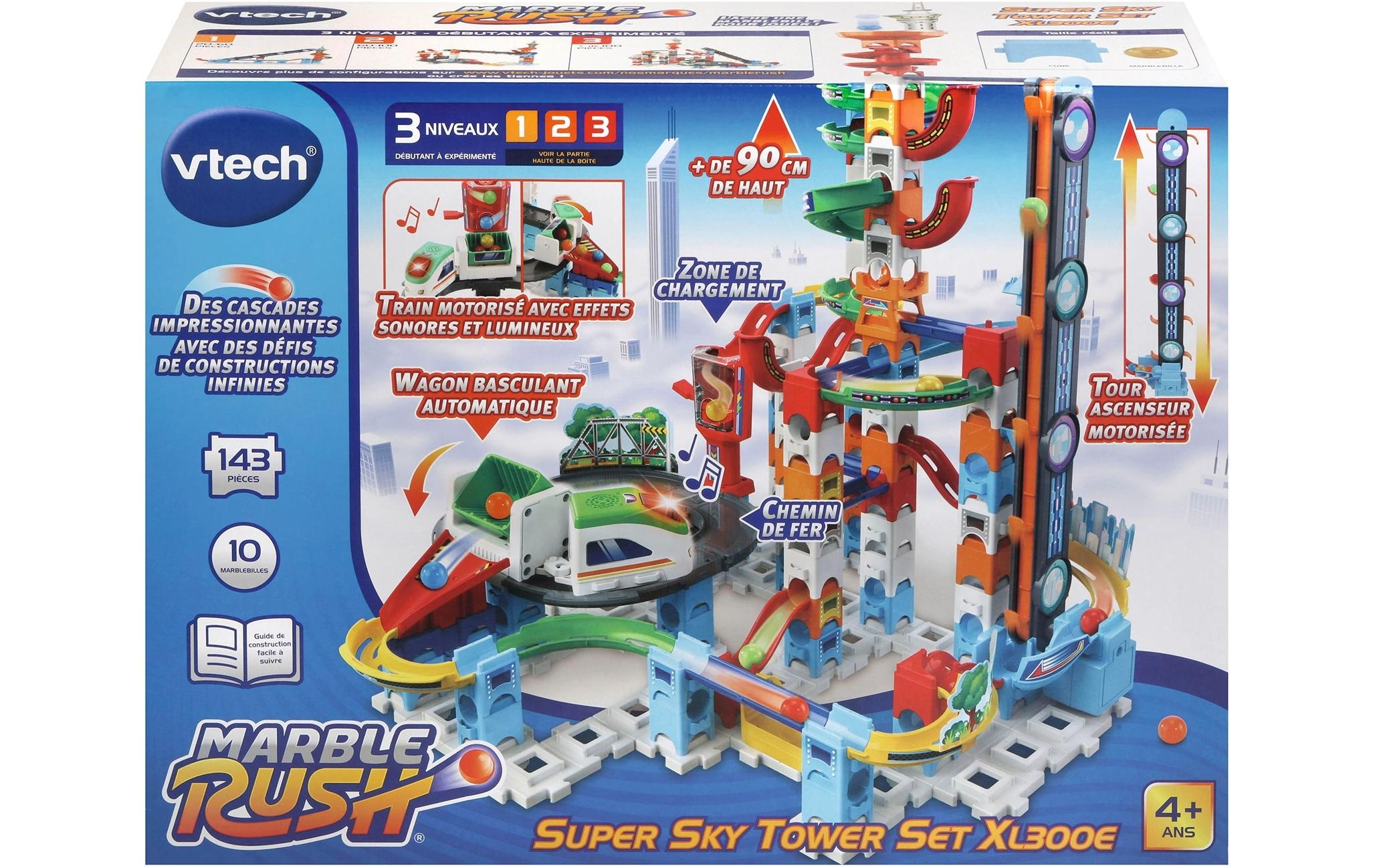 Vtech® Kugelbahn »Marble Rush Super Sky Tower Set XL300E -FR-«, (143 tlg.)