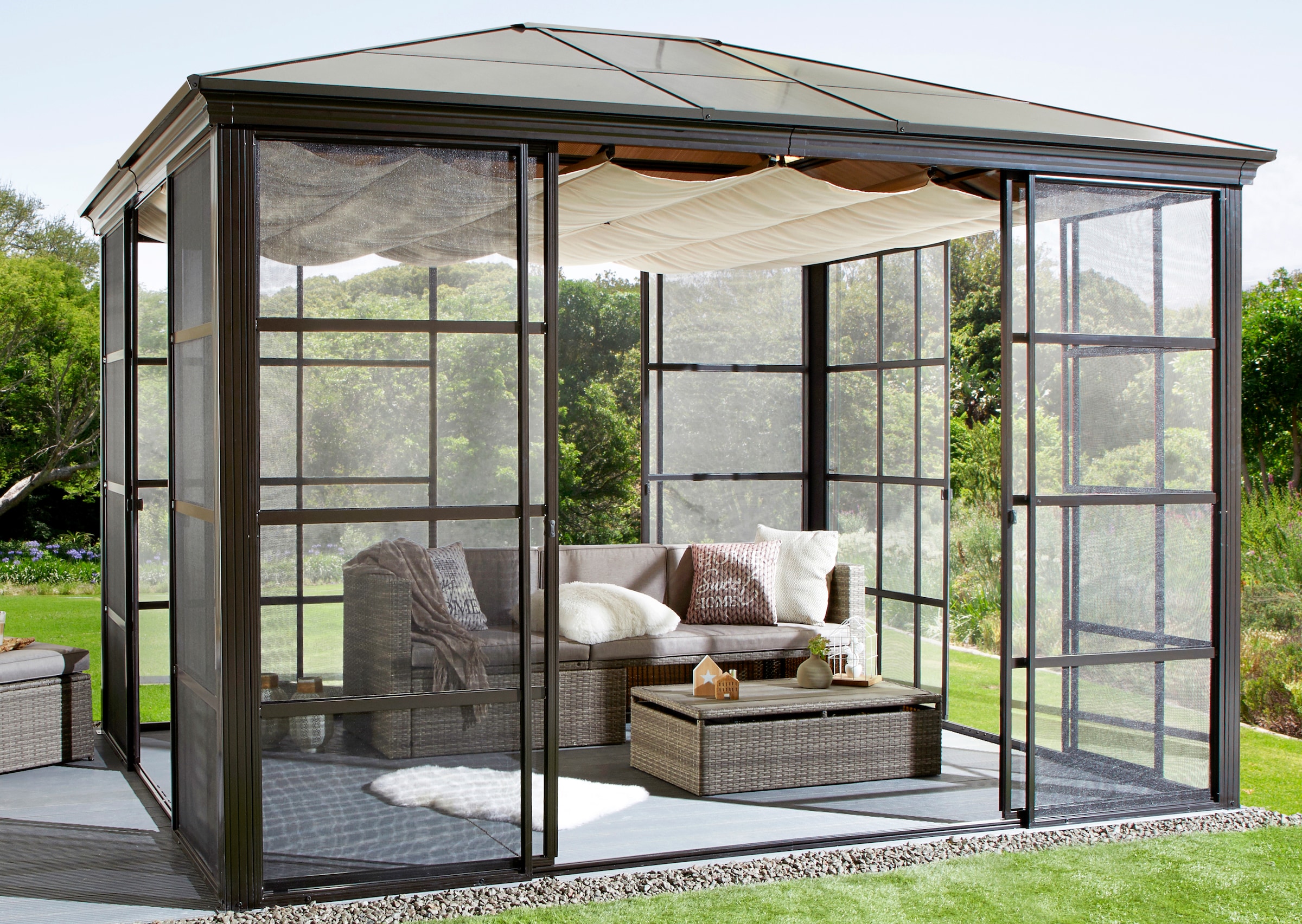 KONIFERA Pavillon »Antigua«, (Set), BxT: 300x365 cm, inkl. Sonnensegel