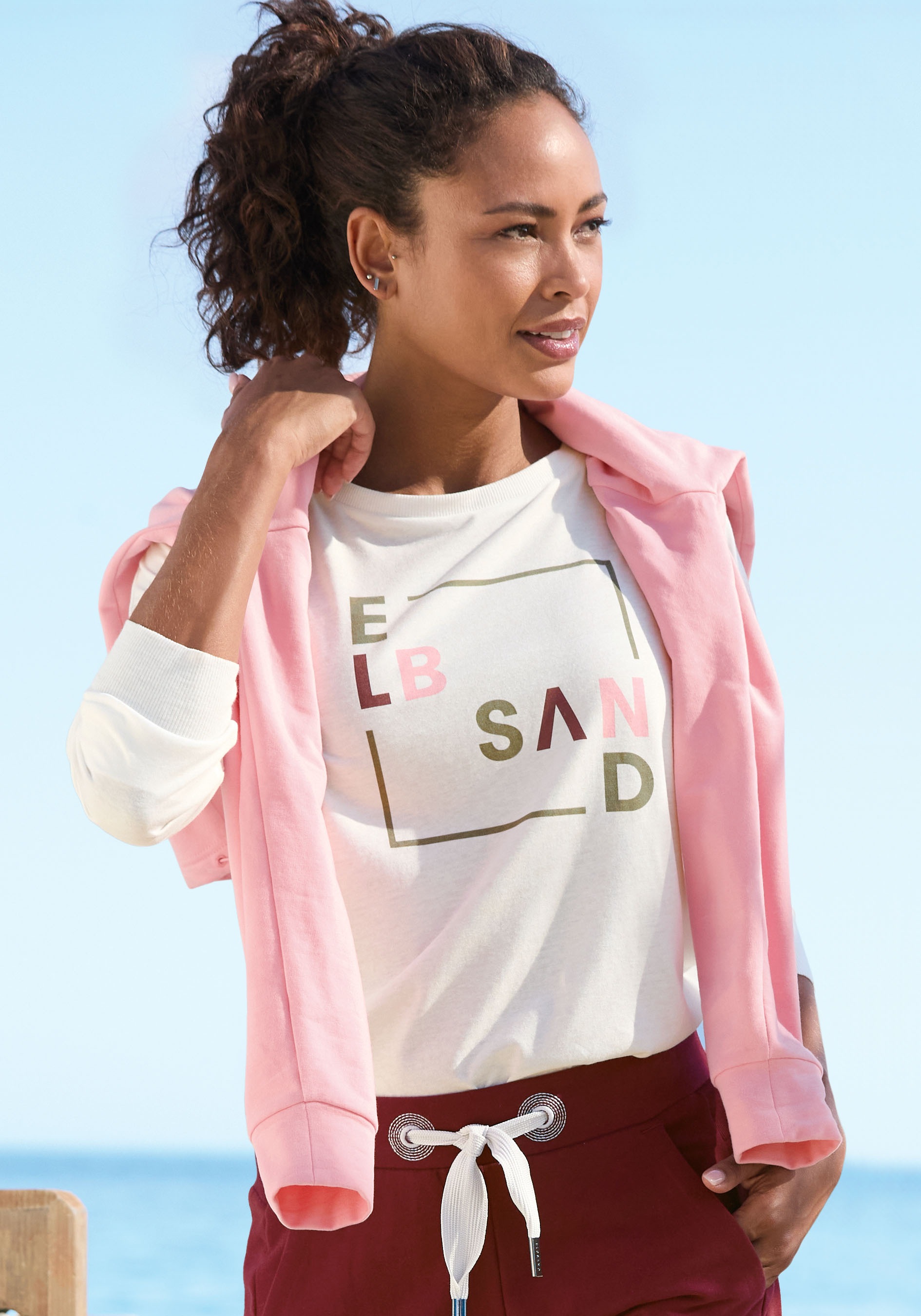 Elbsand Langarmshirt mit Frontdruck, Longsleeve, lockerer Schnitt