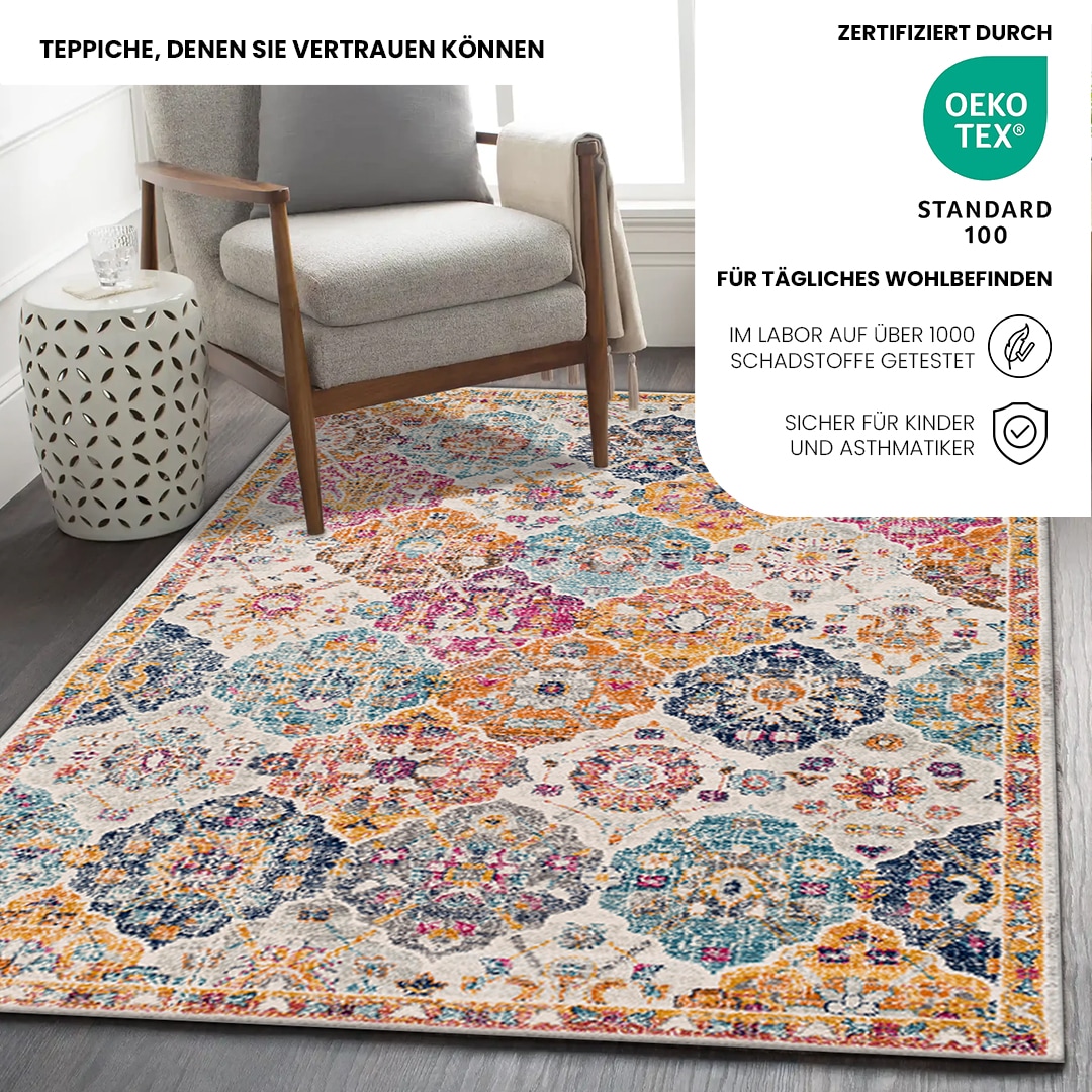 Livabliss Teppich »CUZCO«, rechteckig, 7 mm Höhe, Vintage Orientteppich, Kurzflor Boho Wohnzimmerteppich, Läufer