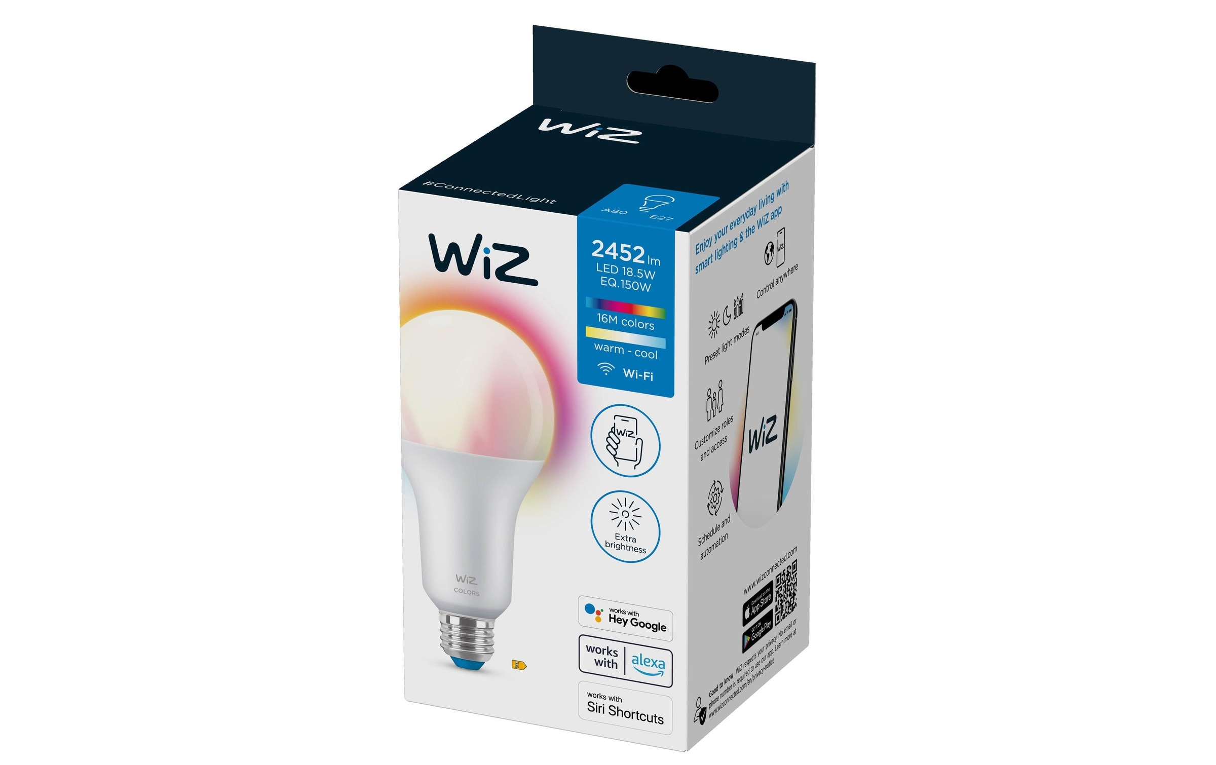 WiZ LED-Leuchtmittel »18.5W(150W) E27 A80 Tunable White&Color«, E27, Farbwechsler