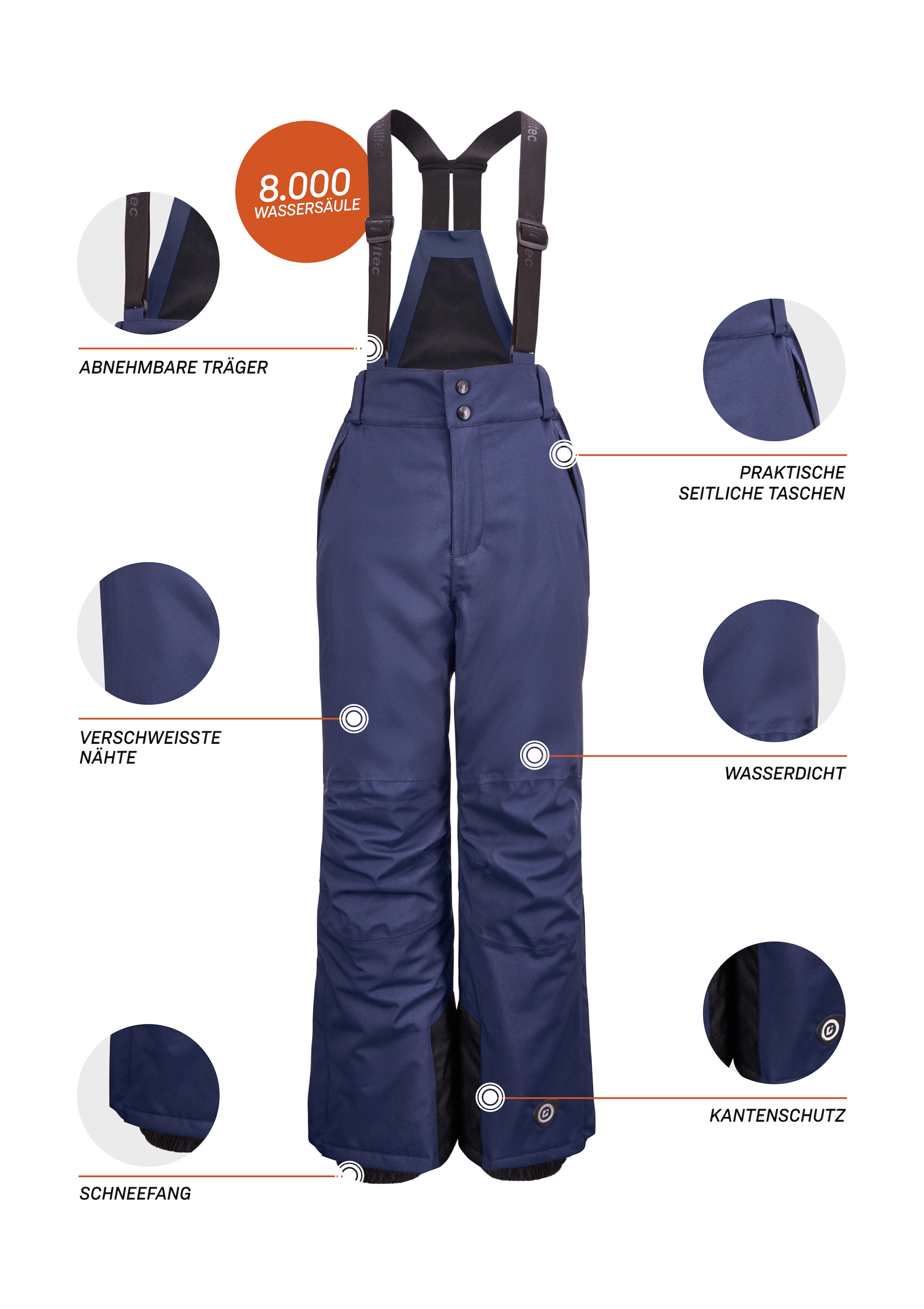 Killtec Skihose »Gauror Jr«, Skihose: 10.000 mm wasserdicht, verstärkt, Schneefang integriert