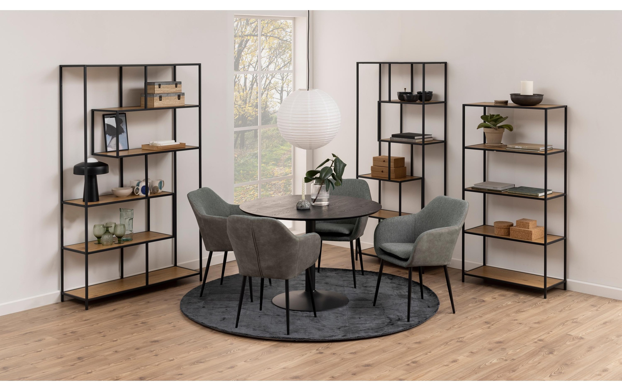 AC Design Regal »Seaford 77 x 35 x 185cm, Braun/Schwarz«