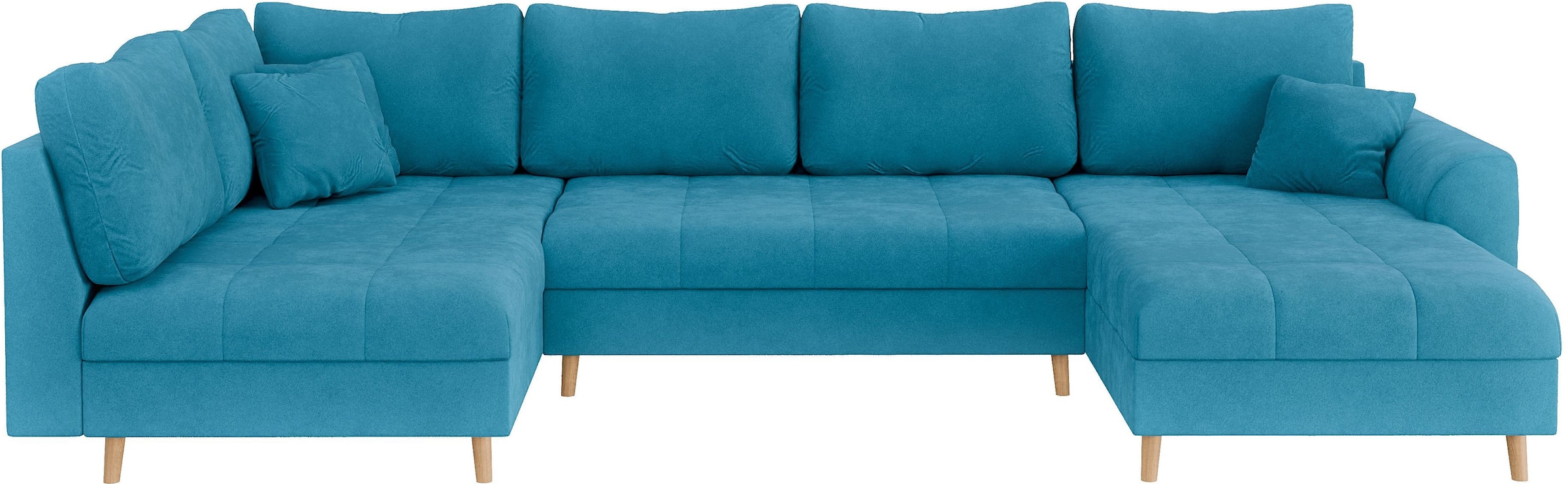 Home affaire Wohnlandschaft »CHARRE U-Form mit Ottomane, Masse B/T/H: 310/161/81 cm«, feine Steppung, lose Rücken- und Zierkissen, auch in Cord und Bouclé