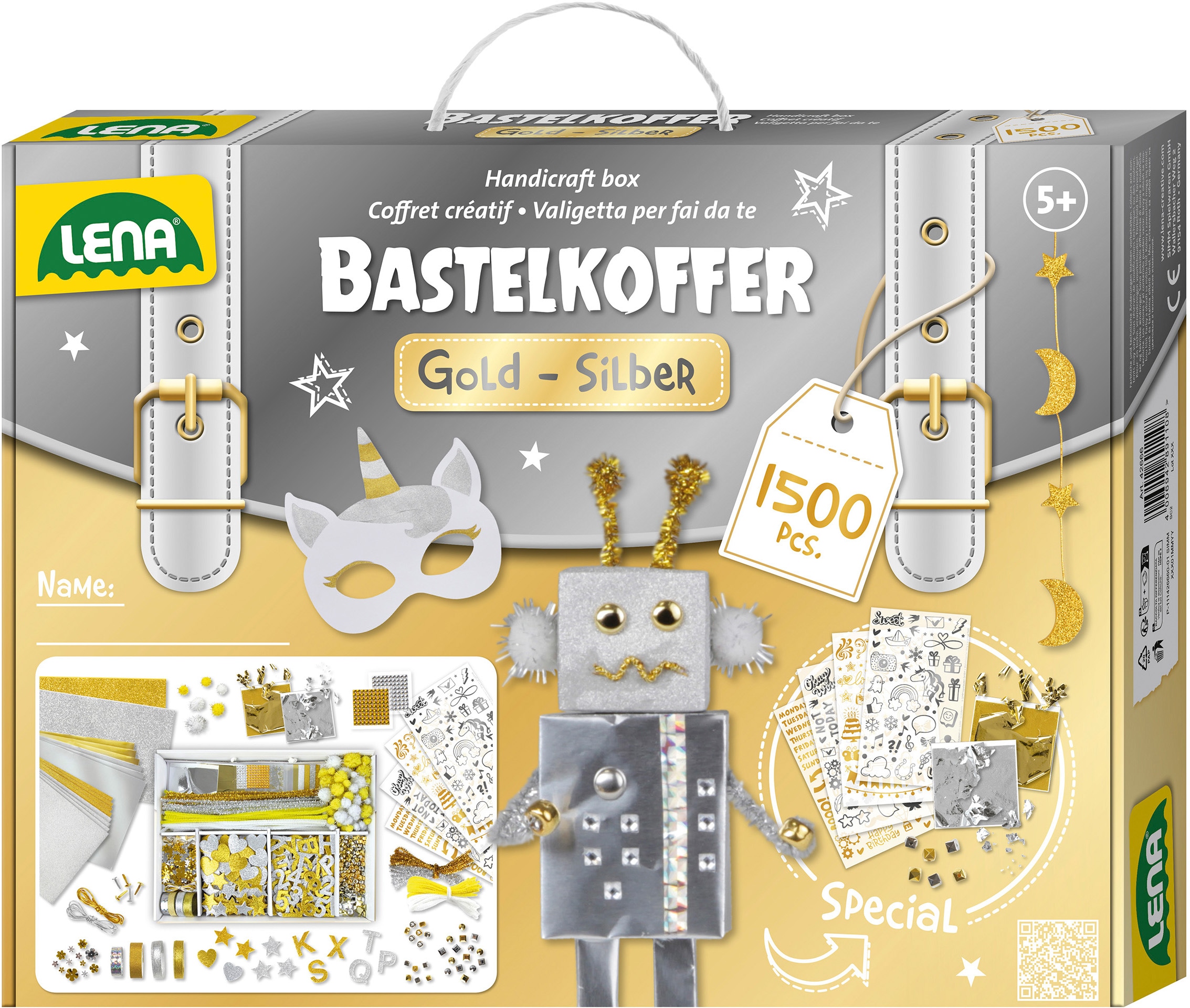 Lena® Kreativset »Bastelkoffer Goldfarben & Silberfarben«