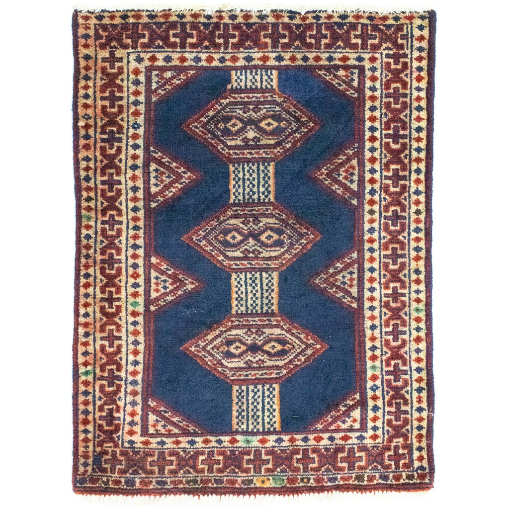 morgenland Wollteppich »Turkaman Teppich handgeknüpft blau«, rechteckig