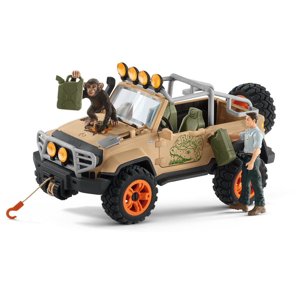 Schleich® Spielzeug-Auto »WILD LIFE, Geländewagen mit Seilwinde (42410)«, (Set)