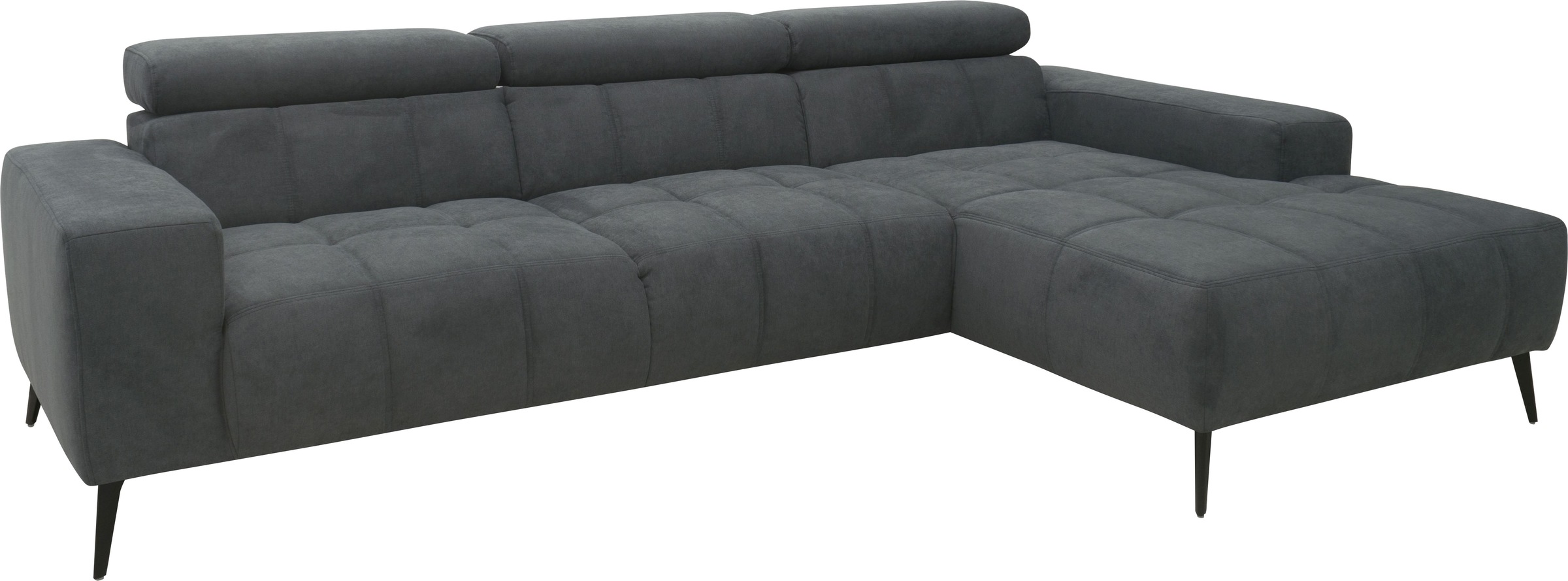 DOMO collection Ecksofa »Trento L-Form, mit Kufenfuss oder Einzelfuss«, wahlweise mit Kopfteilverstellung, Recamiere links/rechts bestellbar