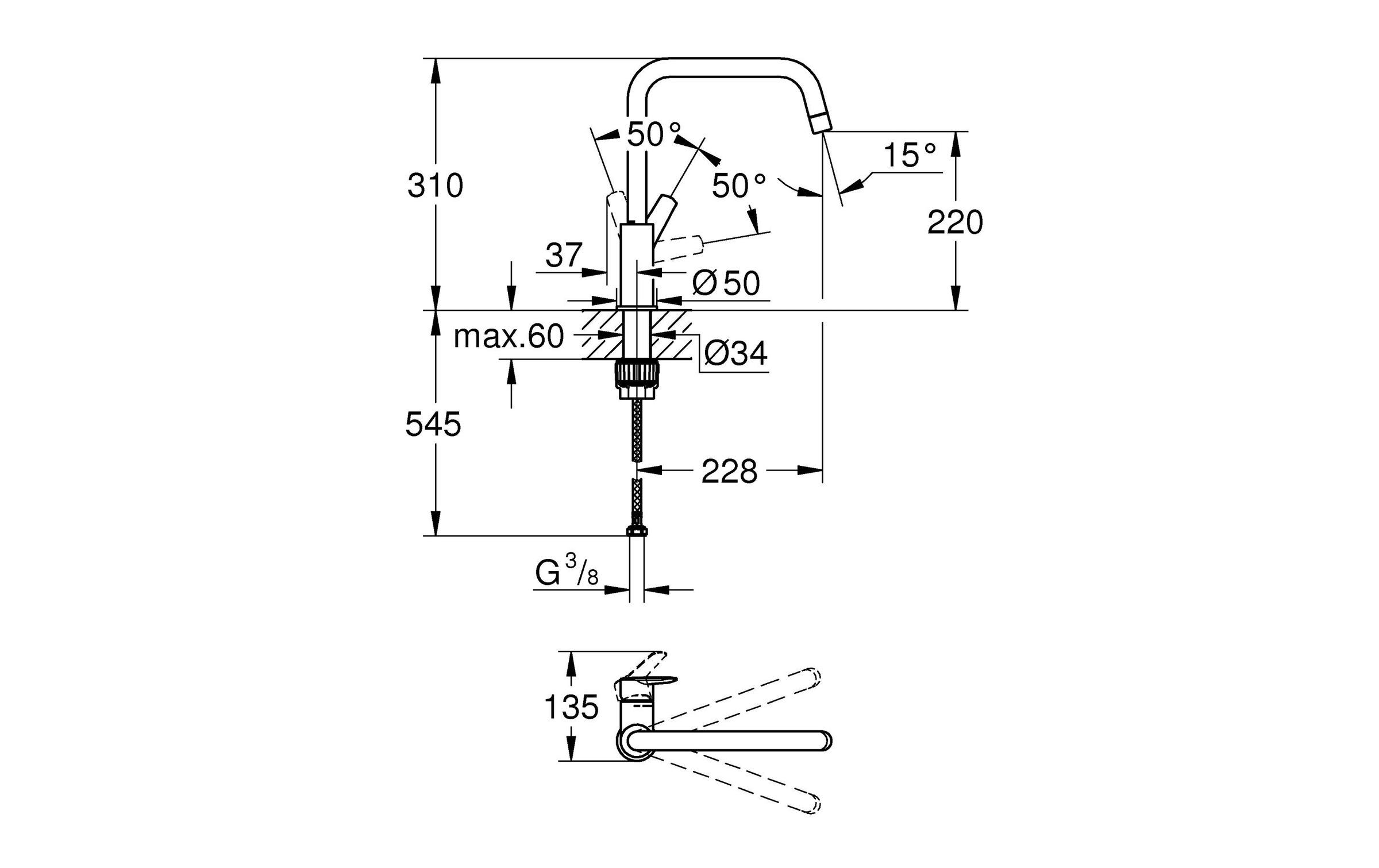 Grohe Küchenarmatur »QuickFix Start Hoher Auslauf«