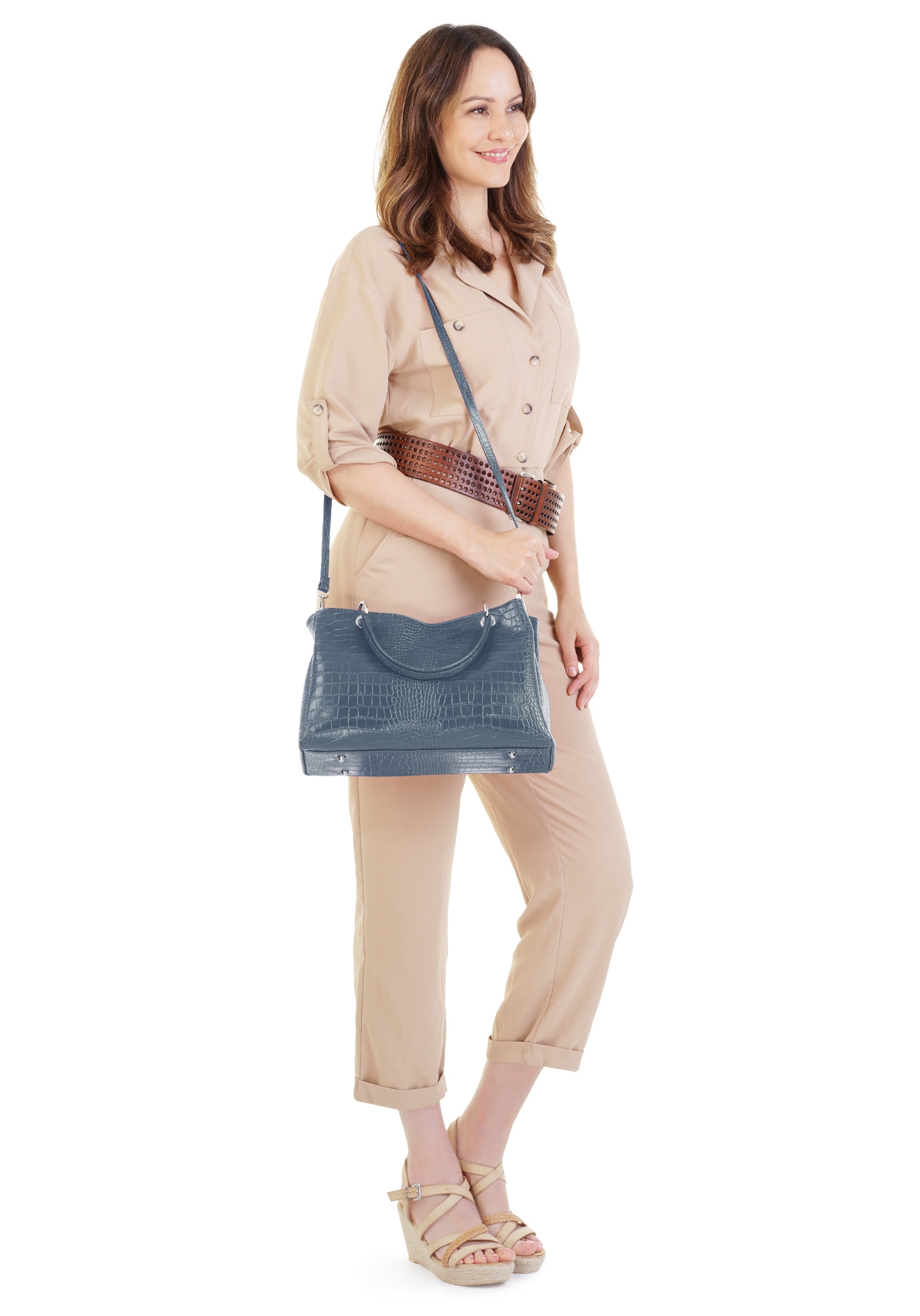 Cluty Henkeltasche, echt Leder, Made in Italy
