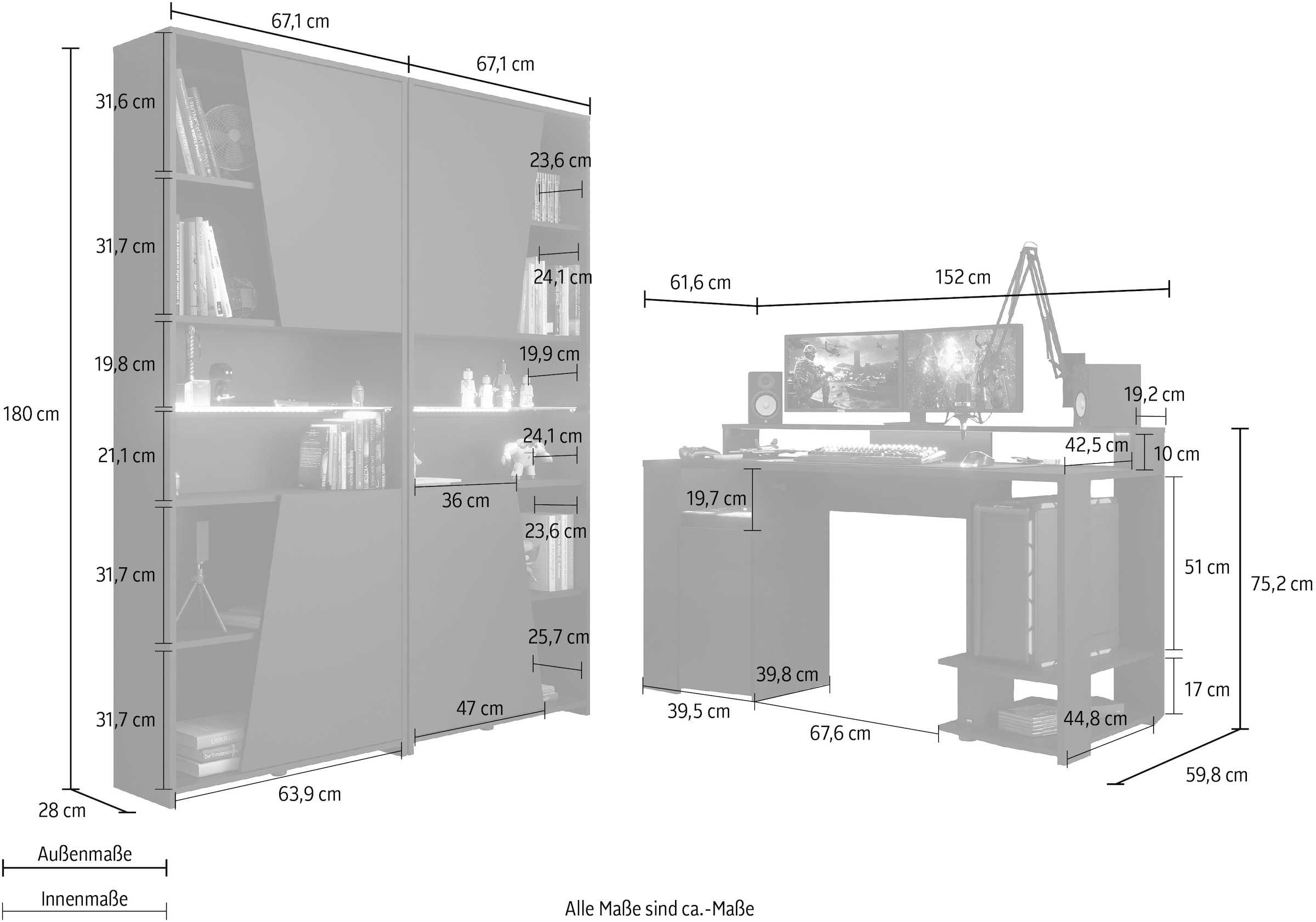 Parisot Jugendzimmer-Set »Gaming - Set«, (3 tlg.), Gaming-Set