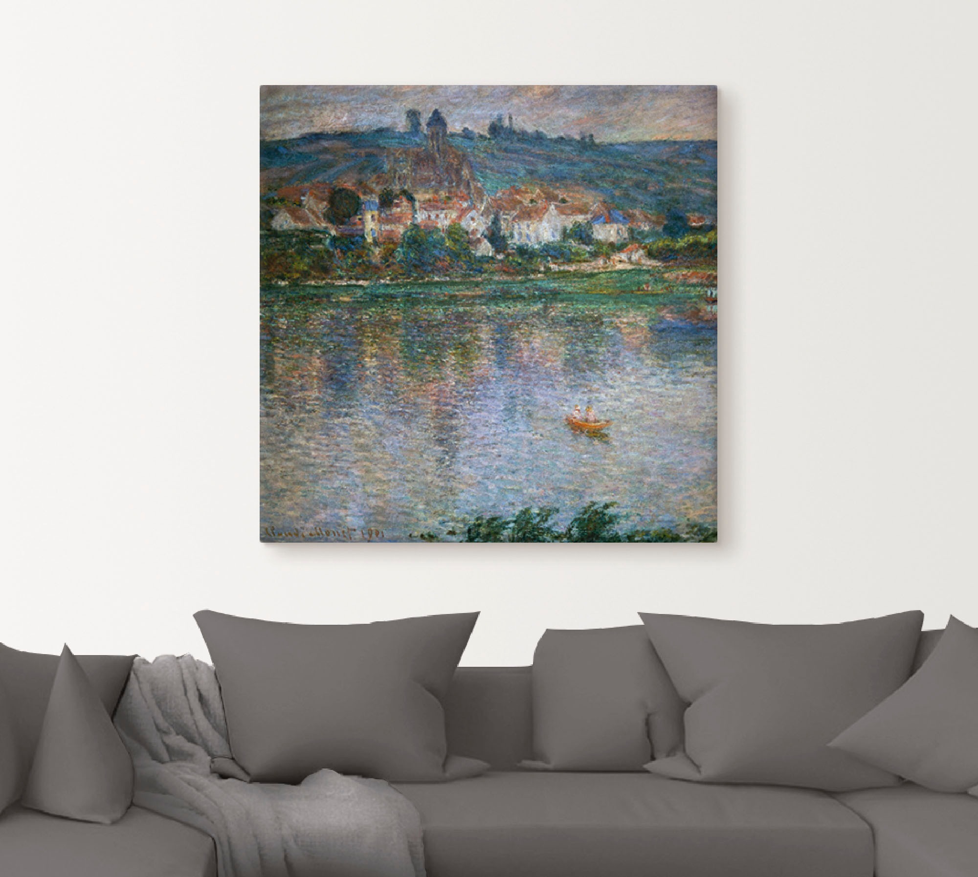 Artland Wandbild »Blick über den Fluss auf Vetheuil. 1901«, Gewässer, (1 St.), als Alubild, Leinwandbild, Wandaufkleber oder Poster in versch. Grössen