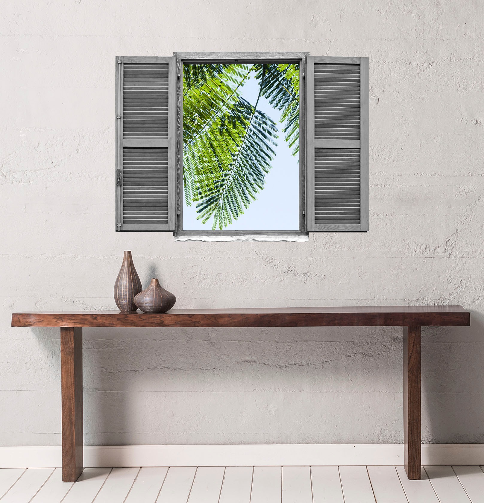 queence Wandtattoo »Mimoseblätter«, (1 St.), Wandsticker, Wandbild, selbstklebend, 3D, Fenster