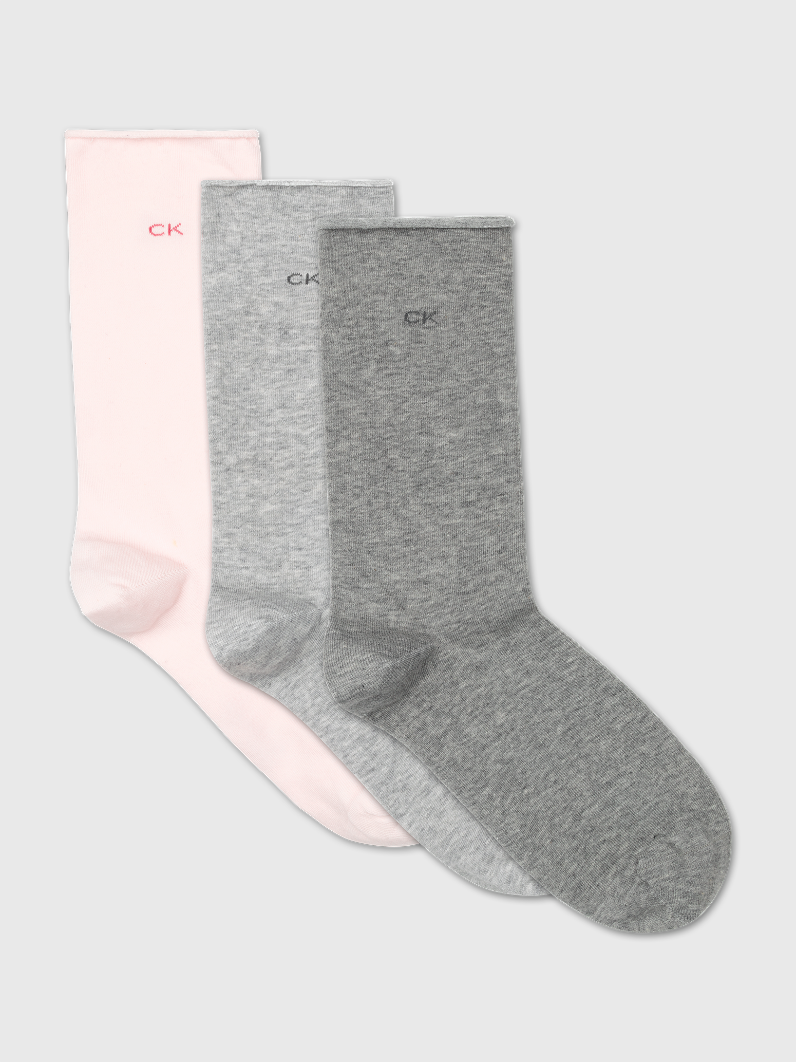 Calvin Klein Jeans Socken »CK WOMEN SOCK 3P ROLL TOP«, (3 Paar), Mit kleinem Rollrand, Einheitsgrösse passend von Gr. 37-41