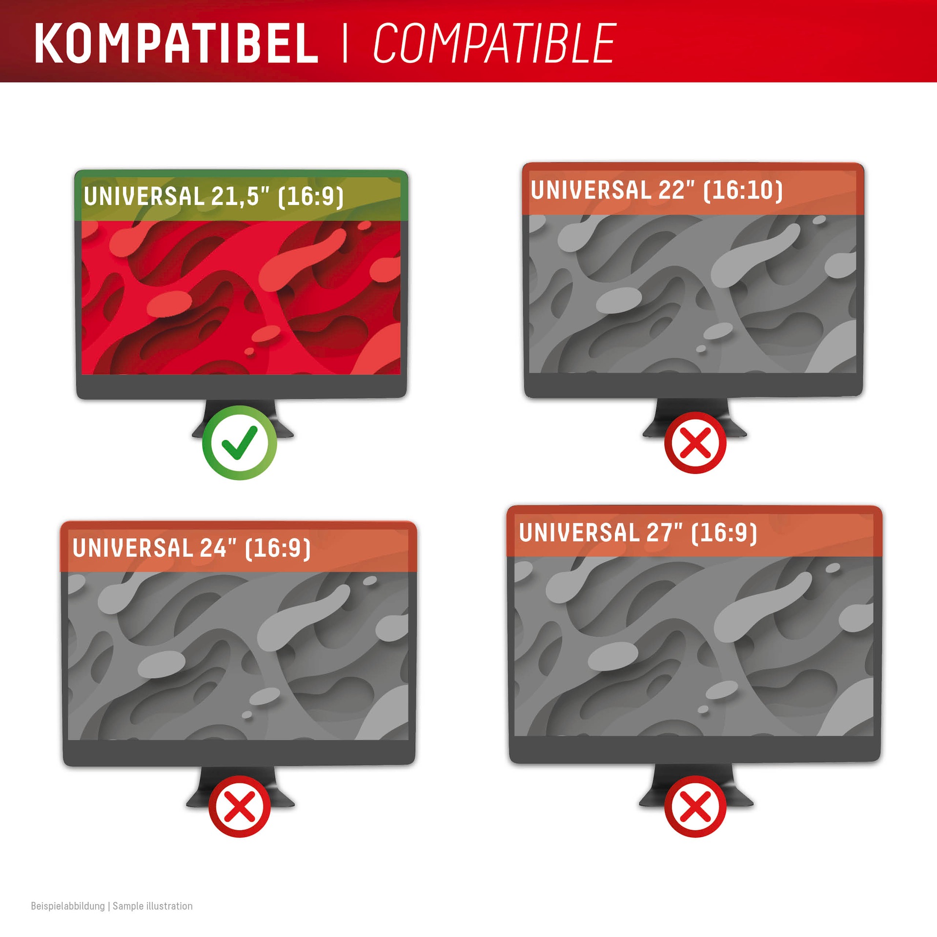 Displex Displayschutzfolie »Privacy Safe Blickschutzfilter«, für Universell für Monitore mit 21,5 (16:9), Blickschutzfolie, Schutzfolie, Bildschirmschutz, kratz- & stossfest