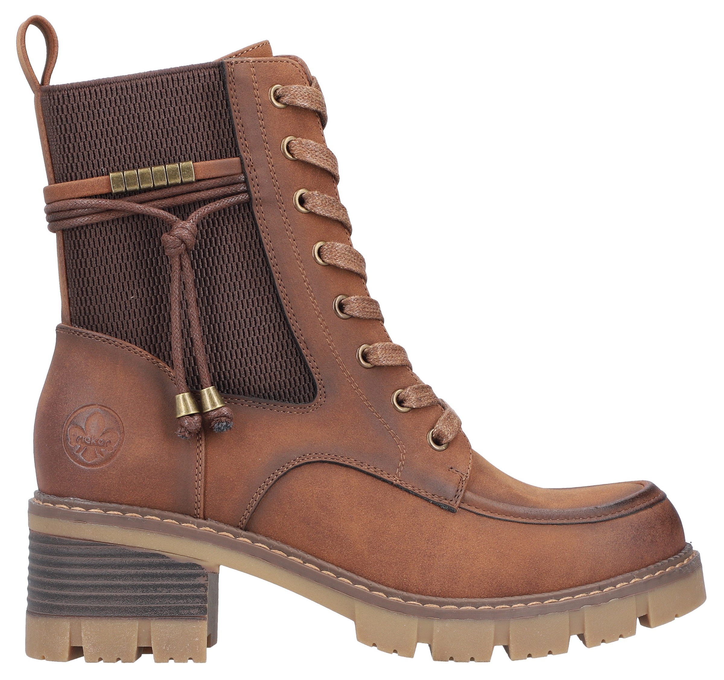 Rieker Winterstiefelette, Schnürboots, Stiefelette, Blockabsatz, mit Reissverschluss