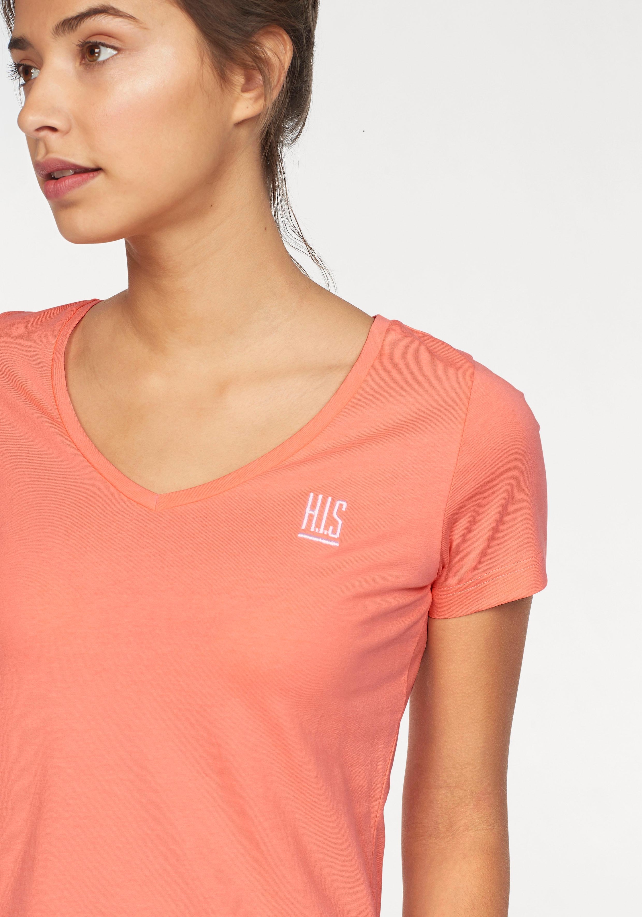 H.I.S T-Shirt »Essential-Basics«, (Spar-Set, 3er-Pack), hüftlange Passform, figurumspielender Schnitt, aus 100% Baumwolle
