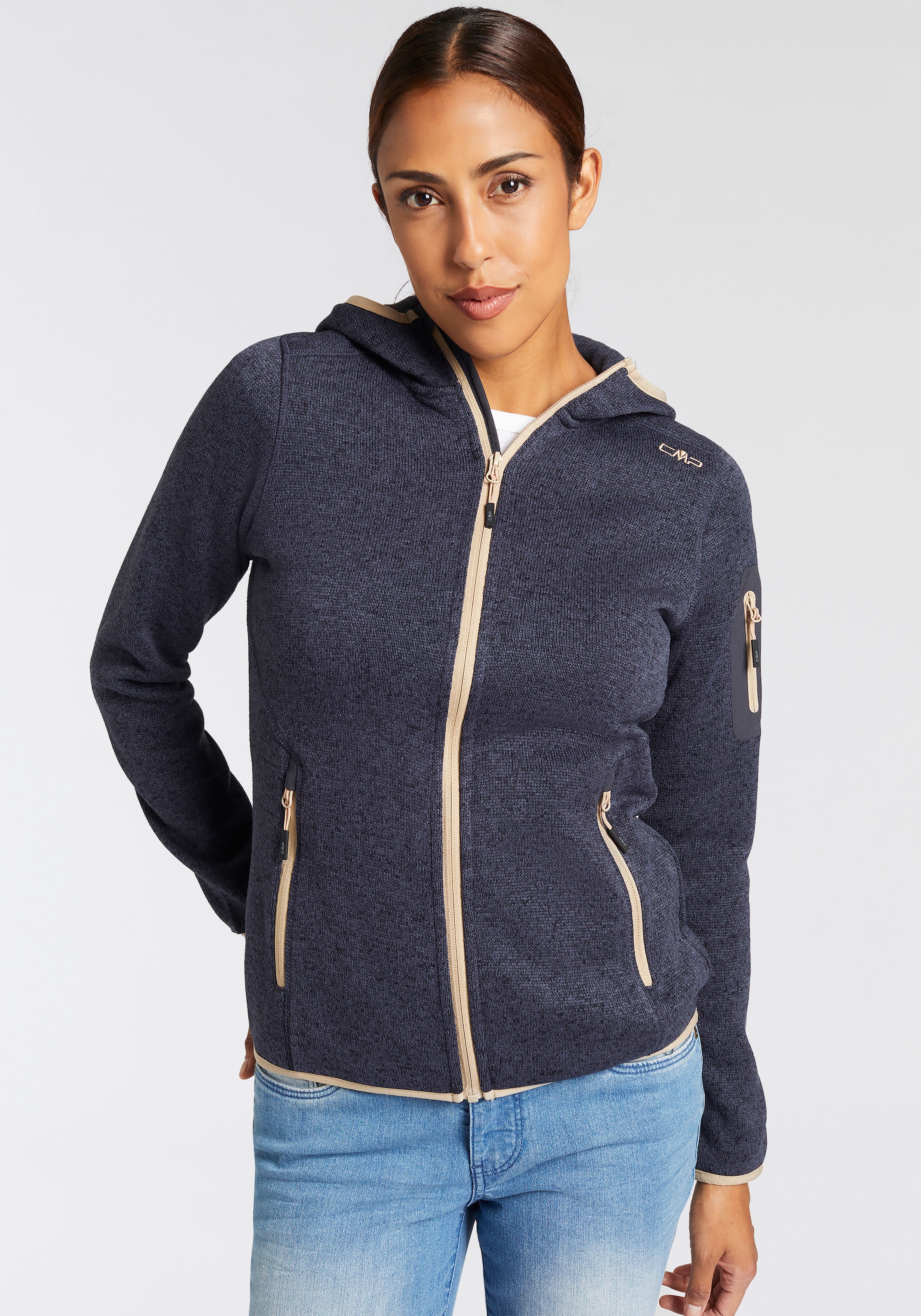 CMP Strickfleecejacke »KNITTED MELANGE HOODY WOMAN HOODY«, mit Kapuze, Wärmend und