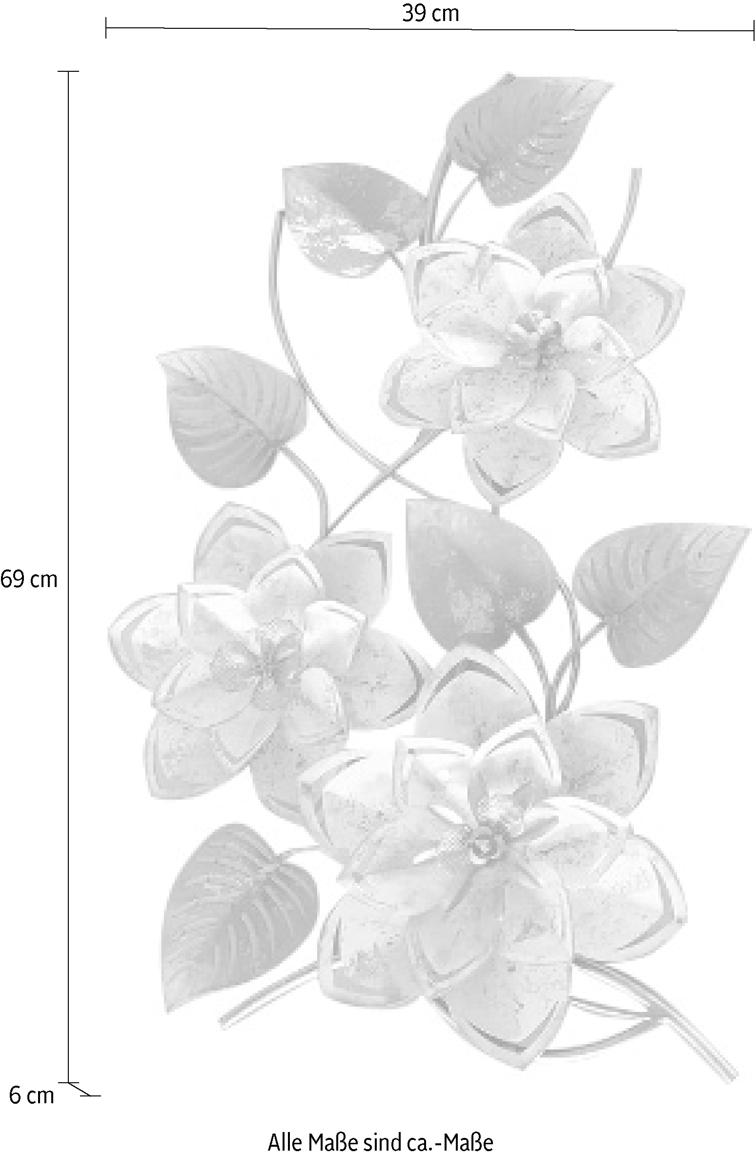 Myflair Möbel & Accessoires Wandbild »Wandbild Blumen, silberfarben/weiss«, maschinell