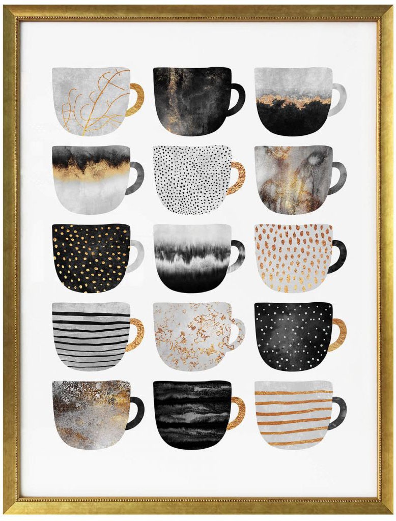 Wall-Art Poster »Kaffeetassen Schwarz Gold«, online (1 Besteck, | St.) & kaufen Geschirr Jelmoli-Versand