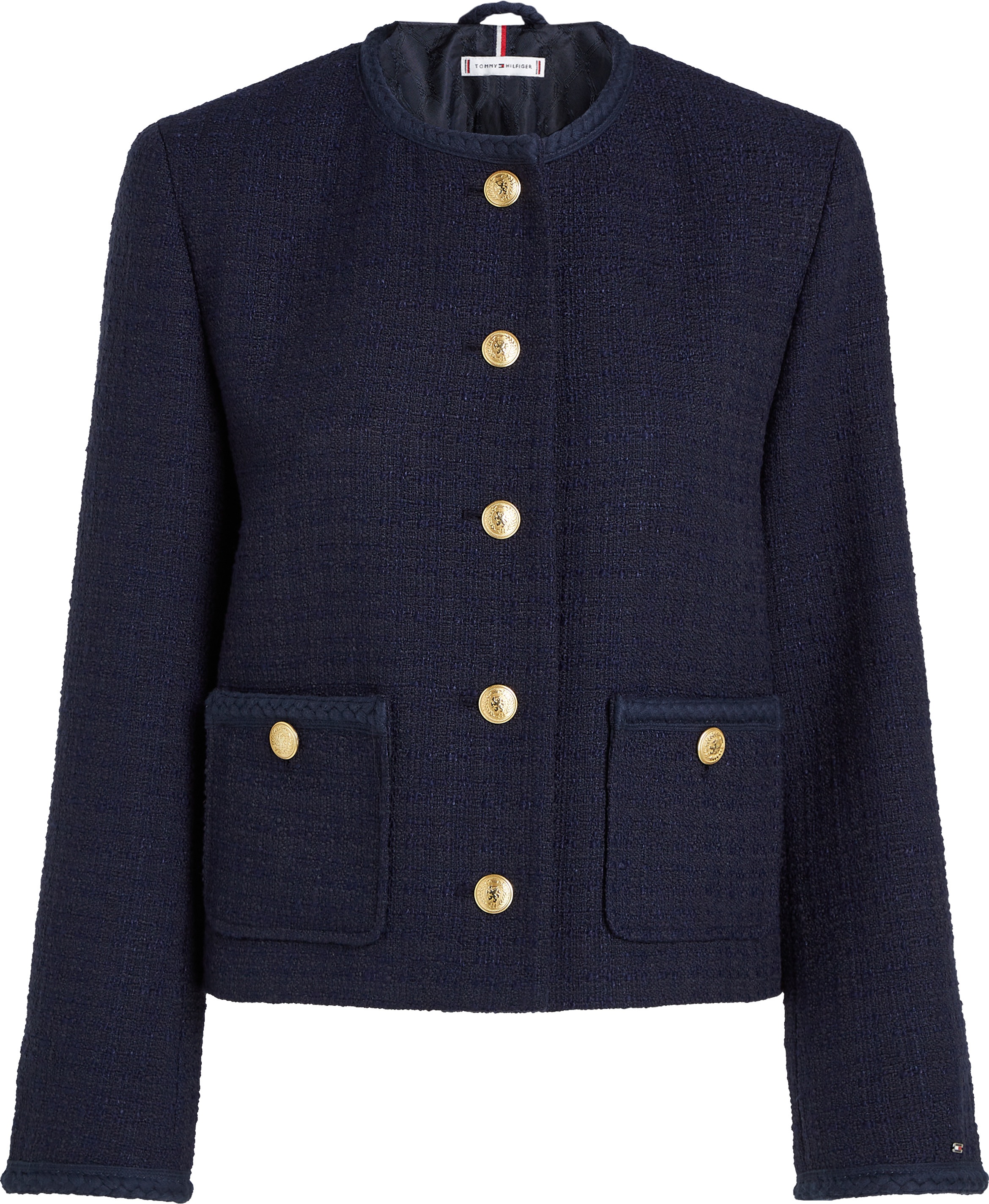 Tommy Hilfiger Kurzblazer »TWEED CO MIX CREW NECK JACKET«, Tweed Qualität, Rundhals