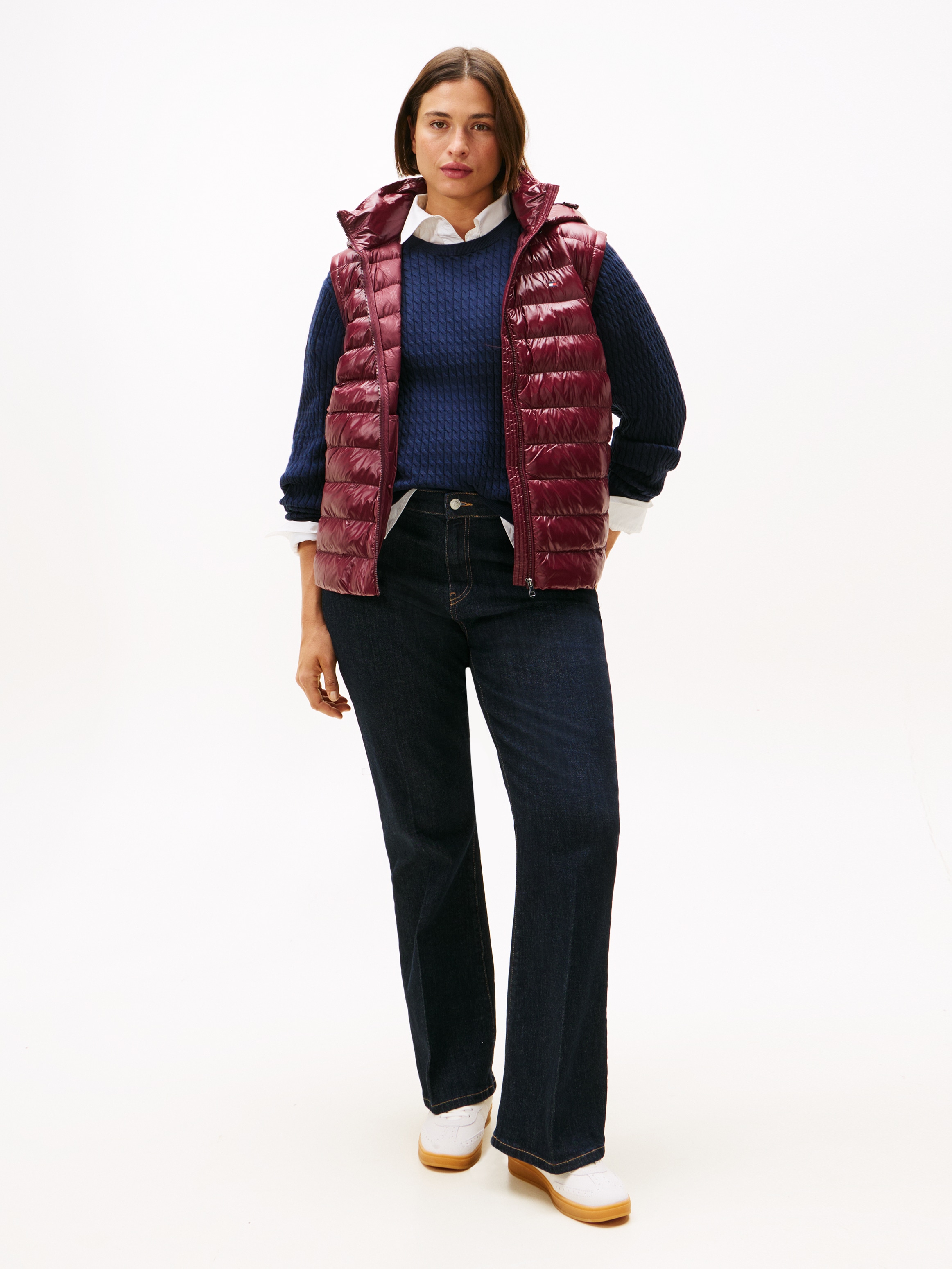 Tommy Hilfiger Curve Steppweste »CRV LW PADDED SLIM VEST«, in grossen Grössen, mit Kapuze