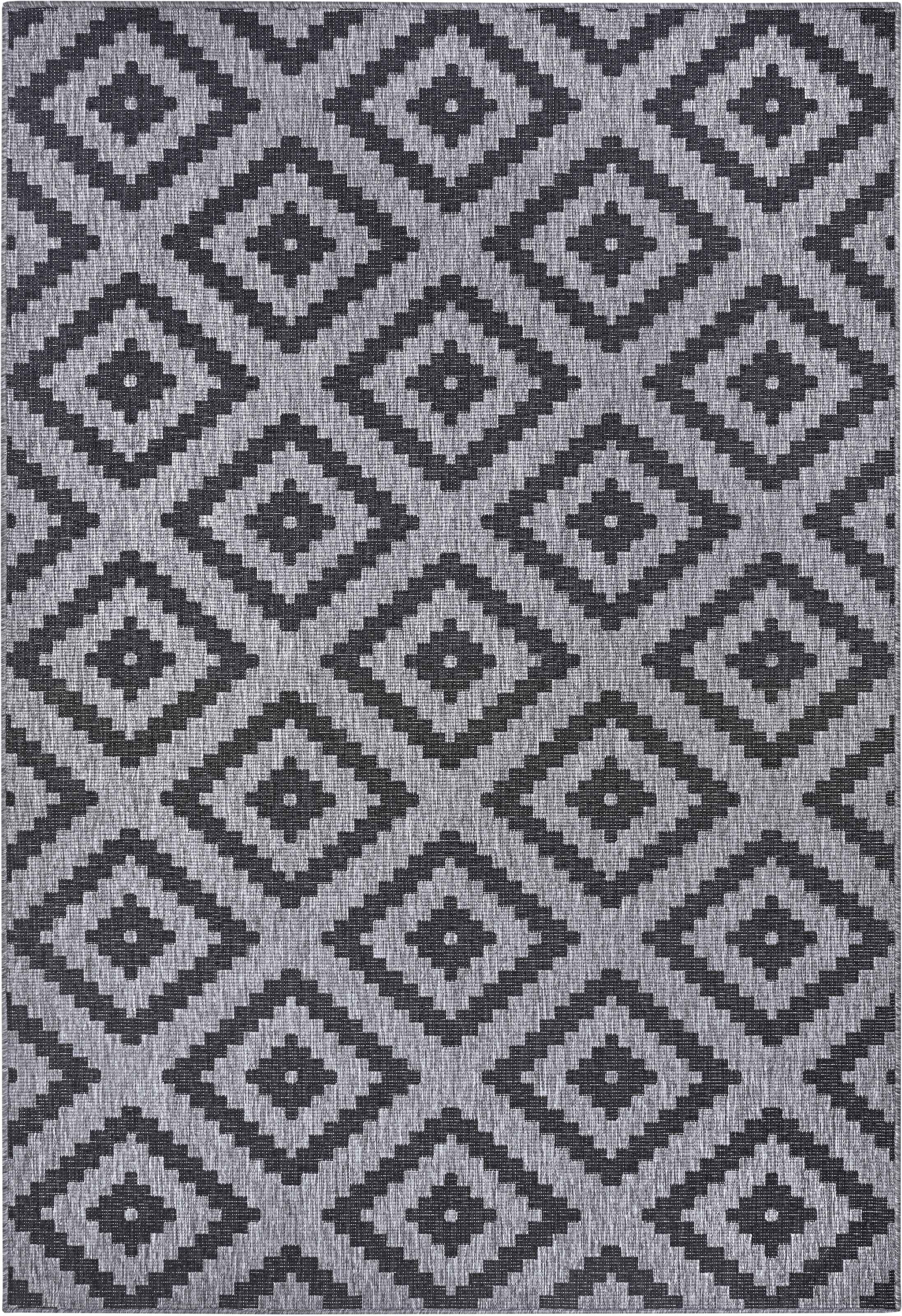 NORTHRUGS Teppich »Malta Wendeteppich«, rechteckig, 5 mm Höhe, In-& Outdoor, Wetterfest, Balkon, Terrasse, Raute, Läufer, Wohnzimmer