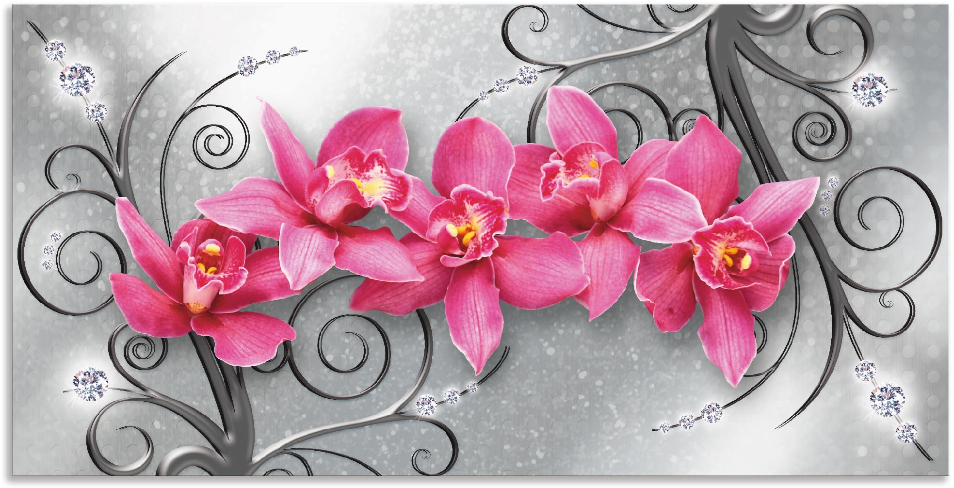 Artland Wandbild »rosa Orchideen auf Ornamenten«, Blumenbilder, (1 St.),  als Alubild, Leinwandbild, Wandaufkleber oder Poster in versch. Grössen  online kaufen | Jelmoli-Versand
