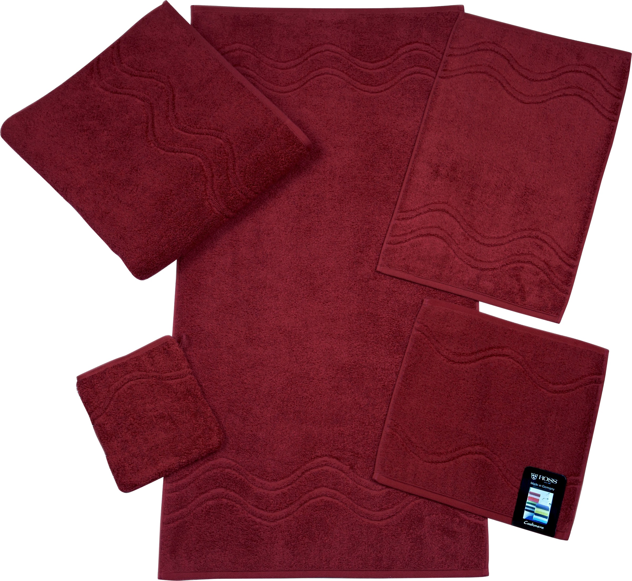 ROSS Handtuch »Cashmere feeling«, (Packung, 2 St.), 100% Baumwolle, mit Wellen-Bordüre, grosse Farbauswahl