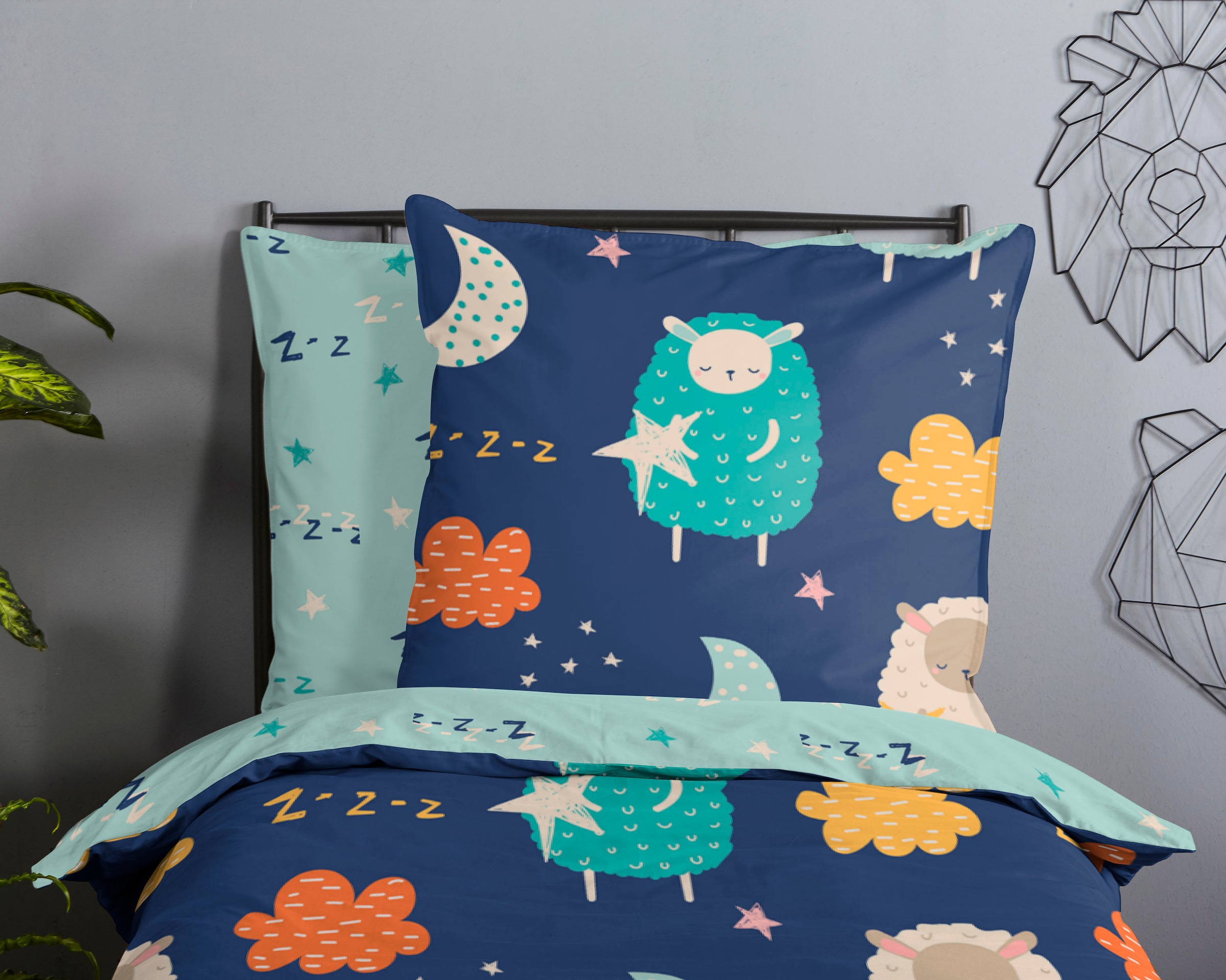 good morning Kinderbettwäsche »Sheep Sleep«, Baumwolle, 135x200, Reissverschluss, Wendeoptik, Kind, Schafe, Blau