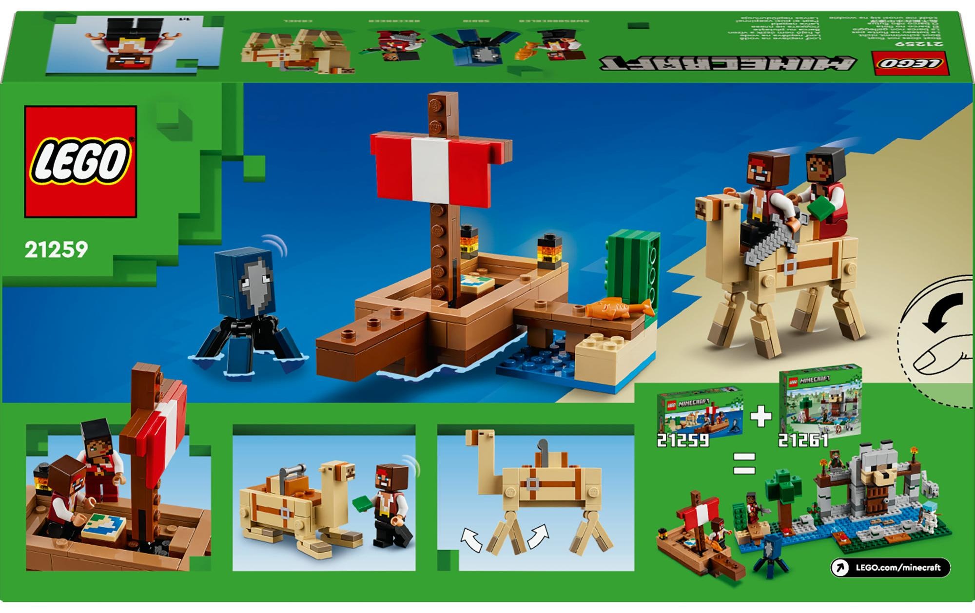 LEGO® Spielbausteine »Minecraft Die Piratenschiffreise 21259«, (166 St.)