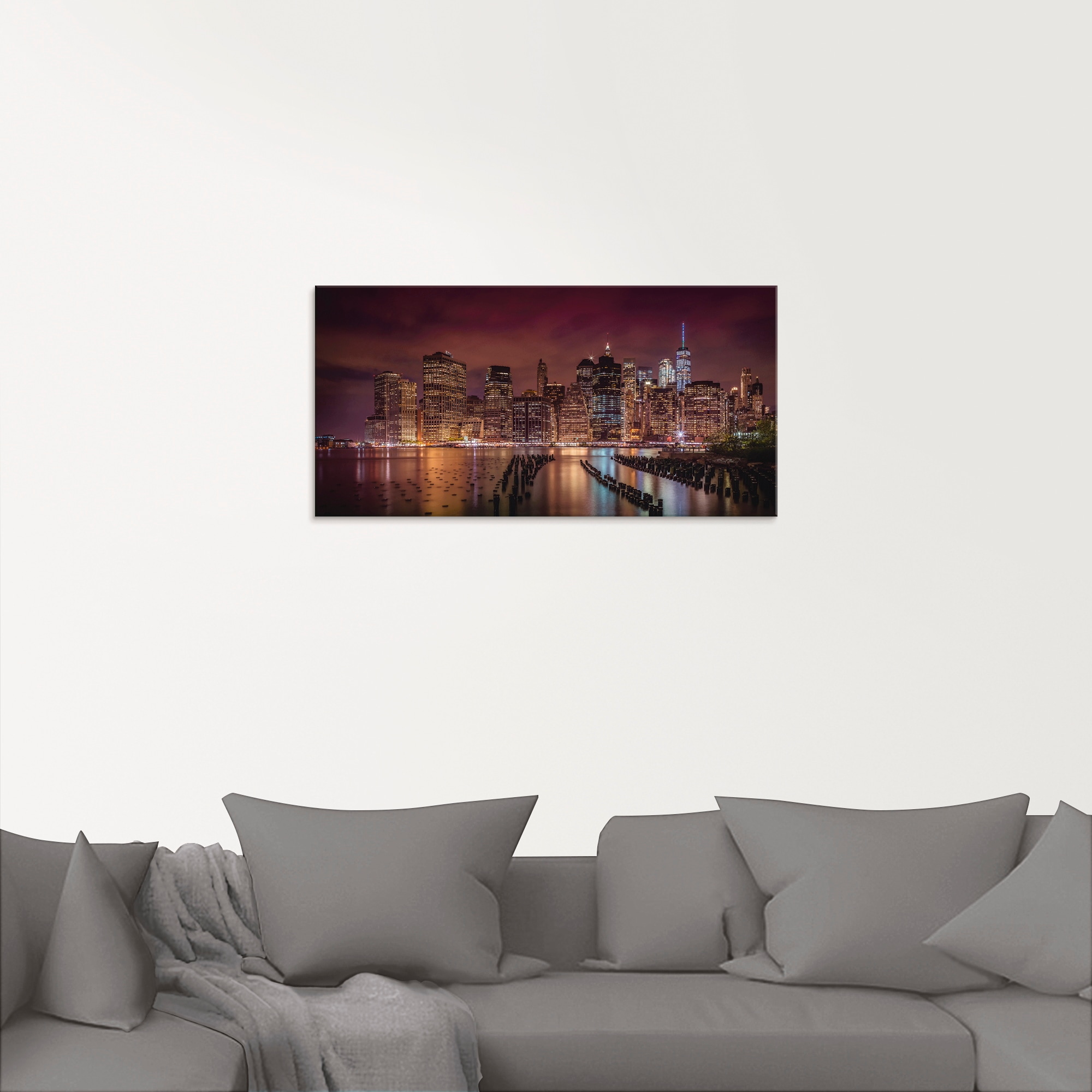 Artland Glasbild »New York Impression Jelmoli-Versand Nacht«, online bei Grössen (1 verschiedenen St.), kaufen in Amerika, | City